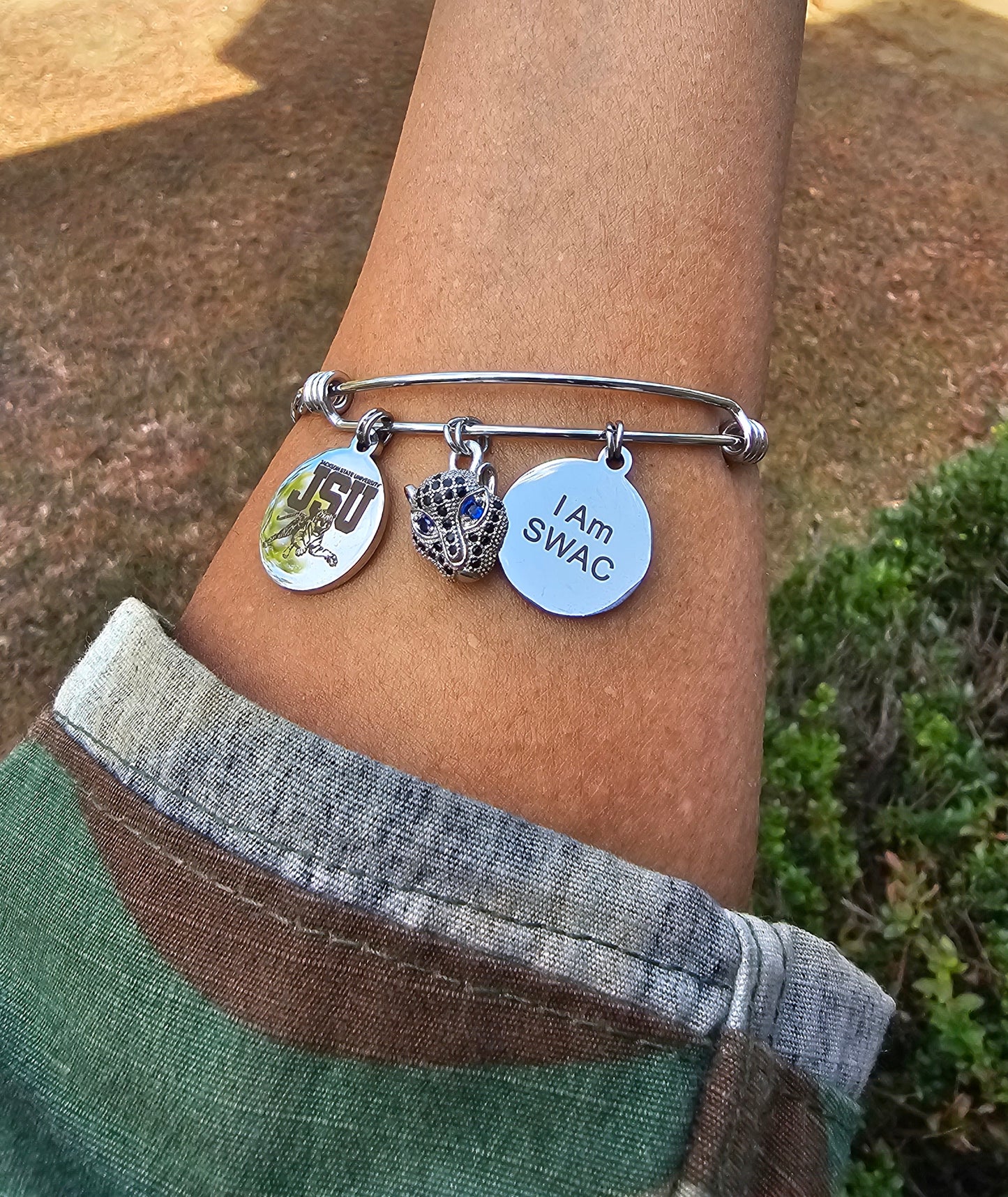 Jackson State University - JSU Expandable Sorority Silver Bracelet