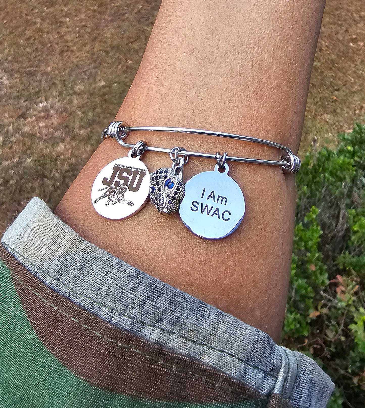 Jackson State University - JSU Expandable Sorority Silver Bracelet