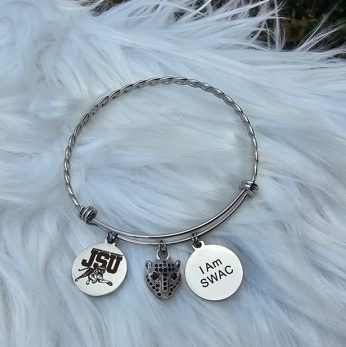 Jackson State University - JSU Expandable Sorority Silver Bracelet