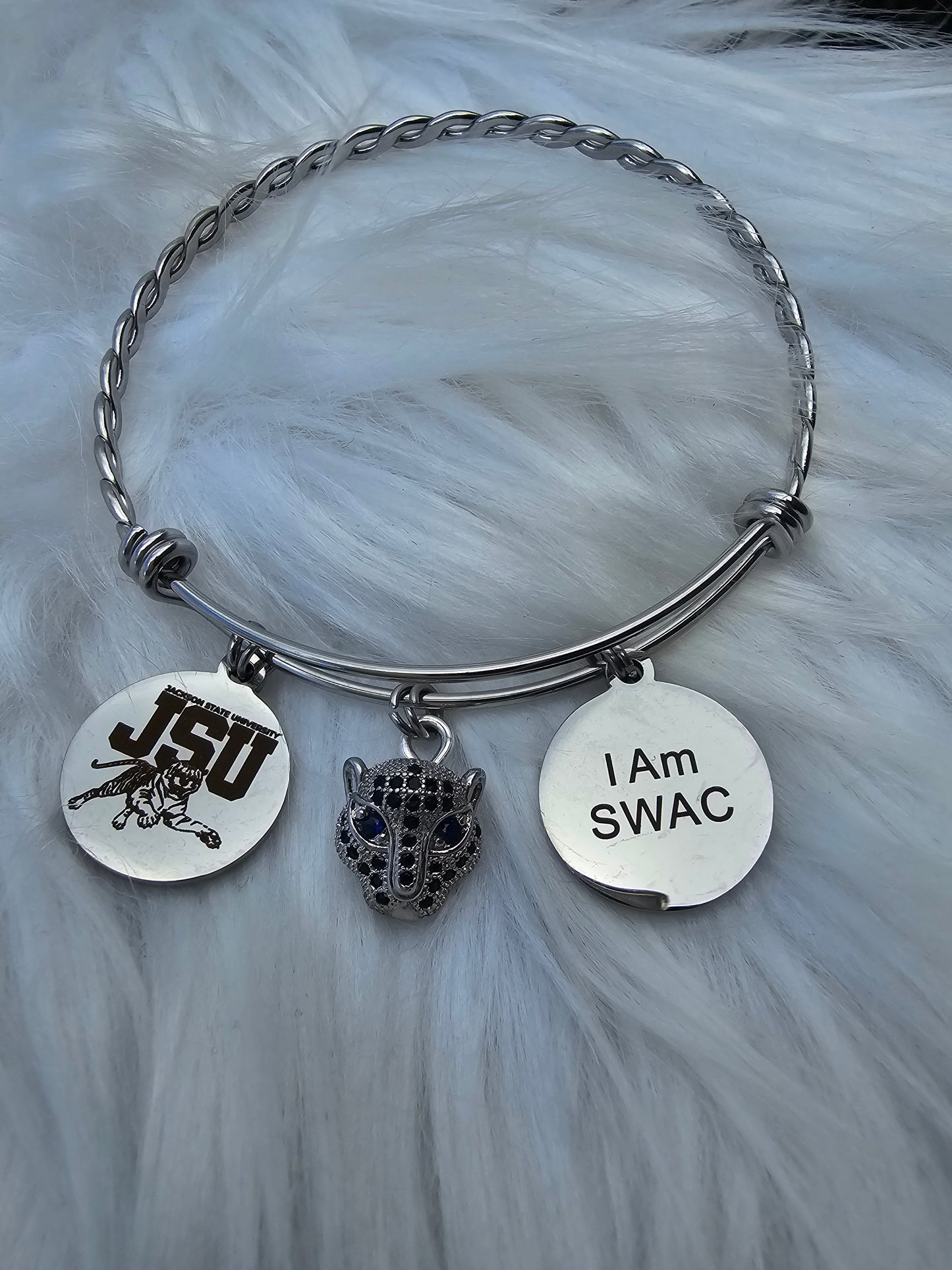 Jackson State University - JSU Expandable Sorority Silver Bracelet