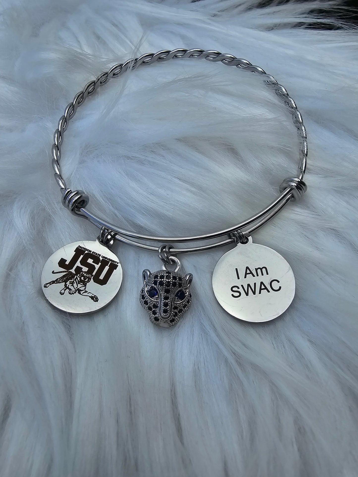 Jackson State University - JSU Expandable Sorority Silver Bracelet