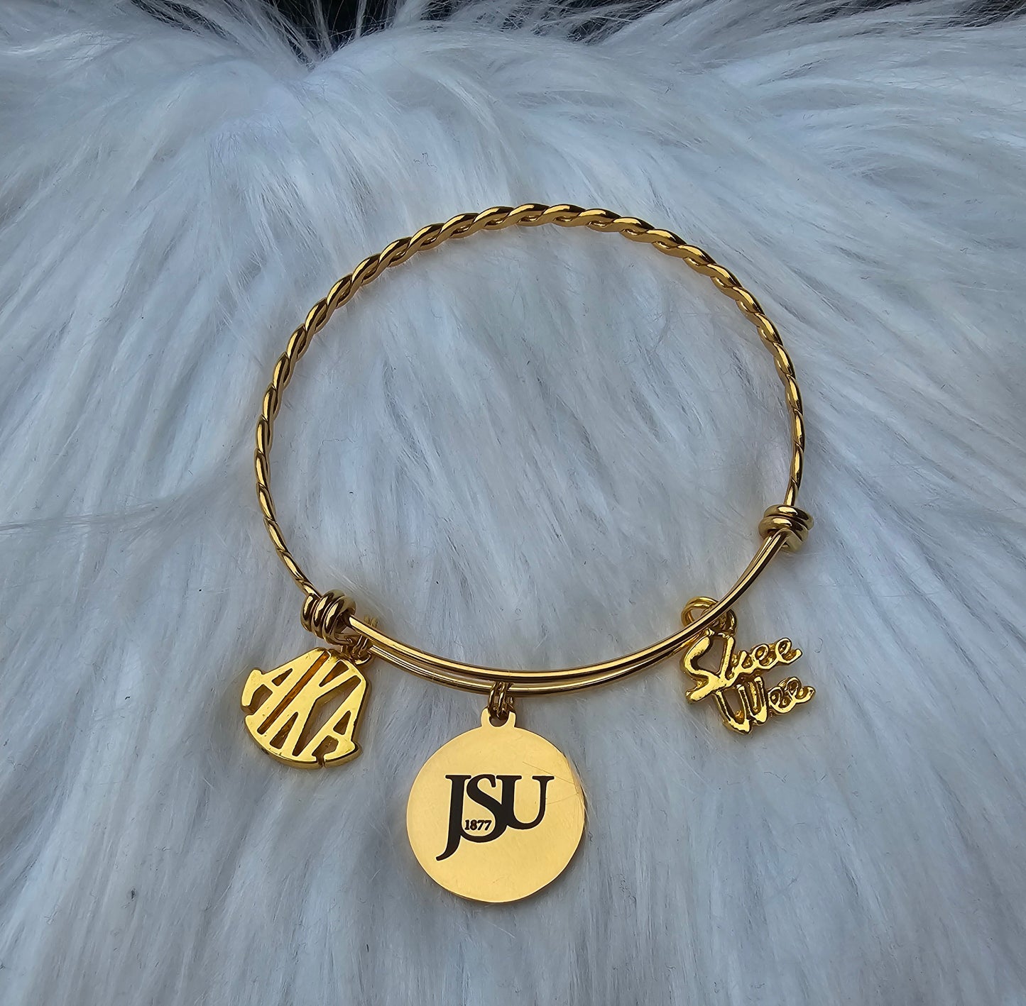 Jackson State University - JSU AKA Expandable Sorority Bracelet Available In Gold and Silver