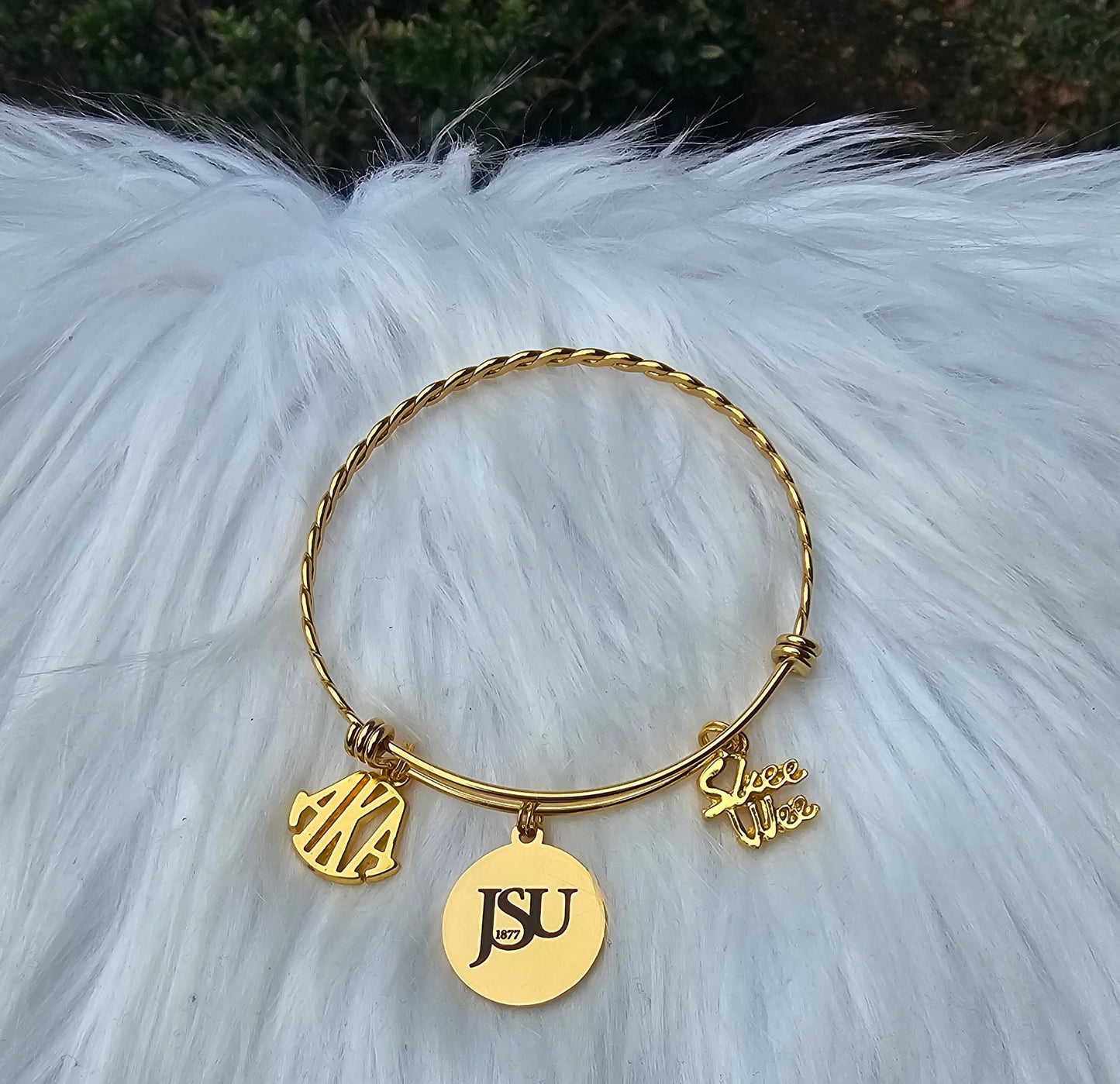 Jackson State University - JSU AKA Expandable Sorority Bracelet Available In Gold and Silver