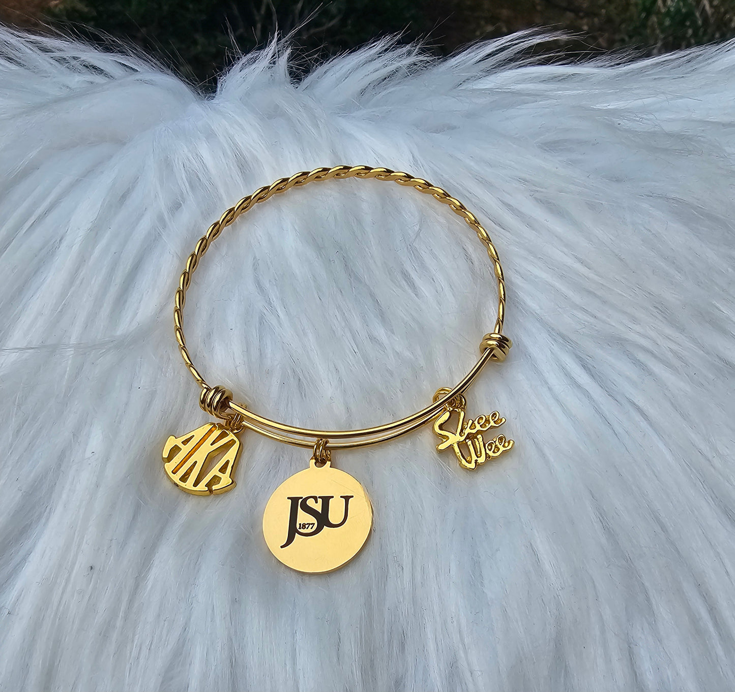 Jackson State University - JSU AKA Expandable Sorority Bracelet Available In Gold and Silver