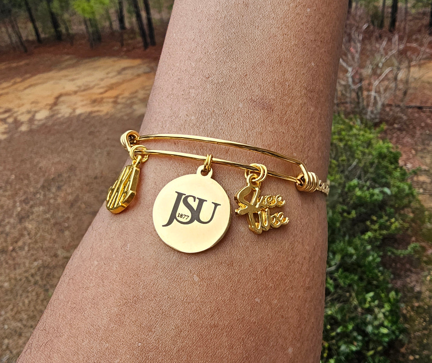Jackson State University - JSU AKA Expandable Sorority Bracelet Available In Gold and Silver