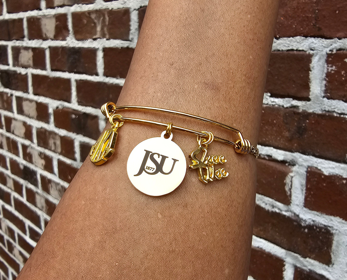 Jackson State University - JSU AKA Expandable Sorority Bracelet Available In Gold and Silver