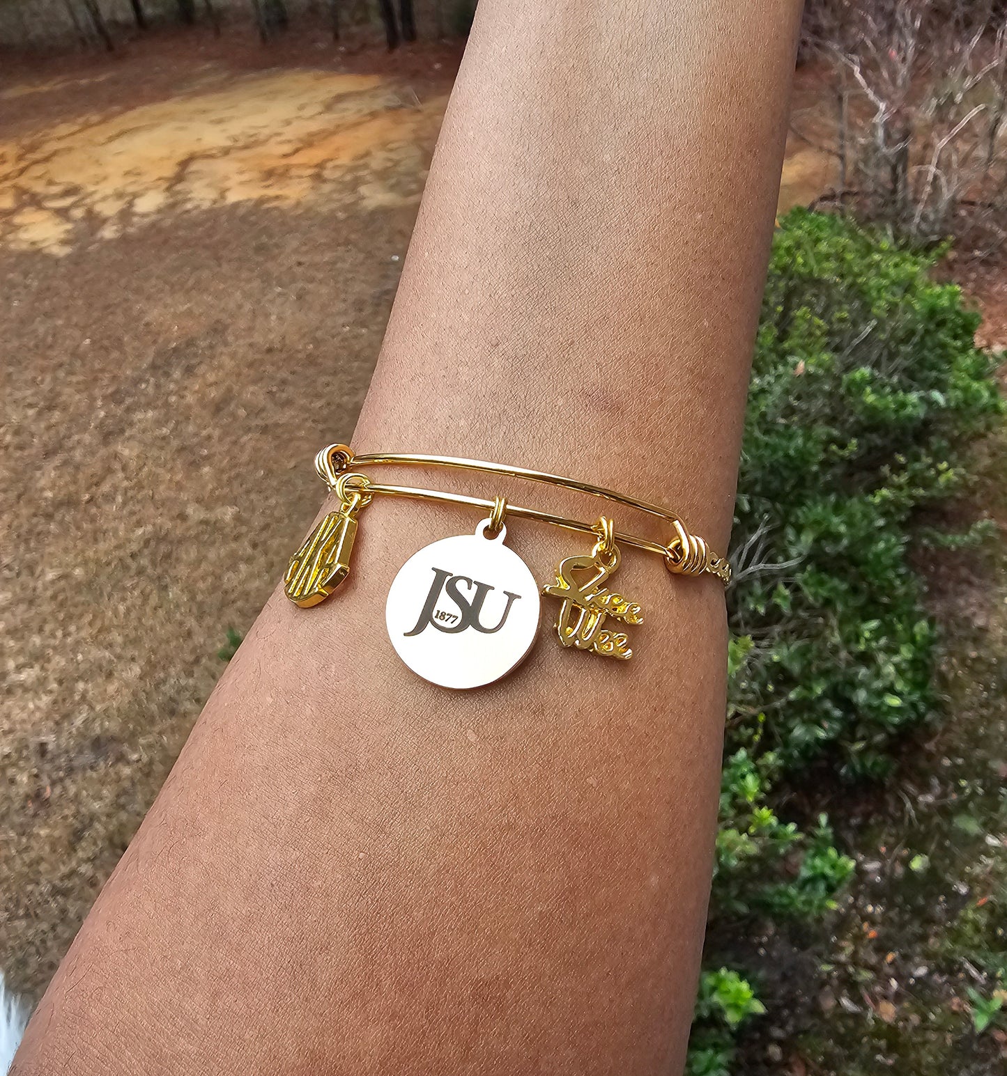 Jackson State University - JSU AKA Expandable Sorority Bracelet Available In Gold and Silver