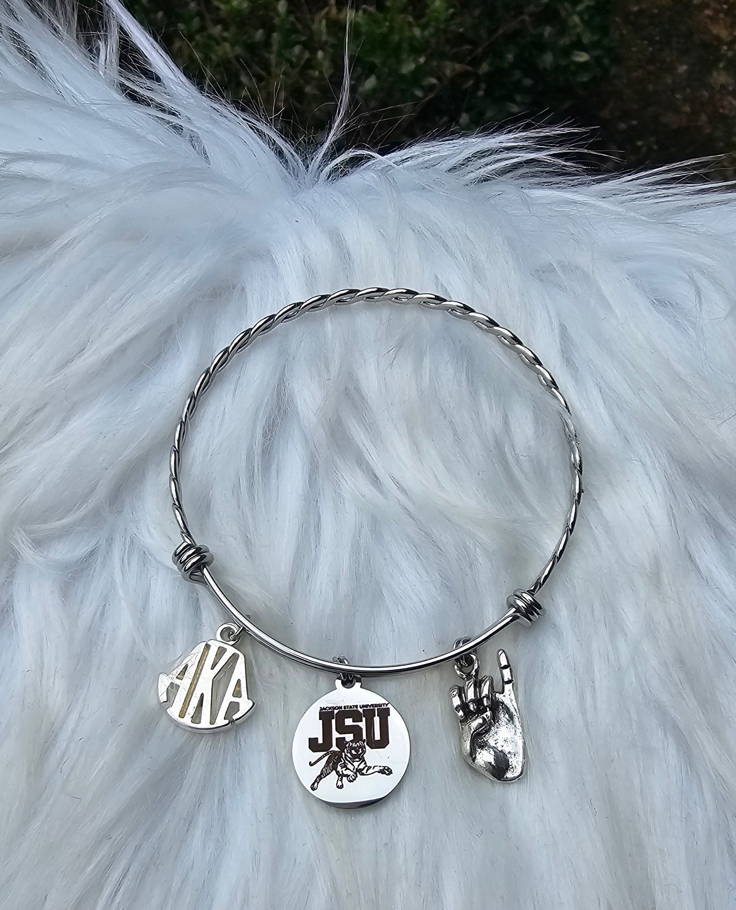 Jackson State University - JSU AKA Expandable Sorority Bracelet Available In Gold and Silver