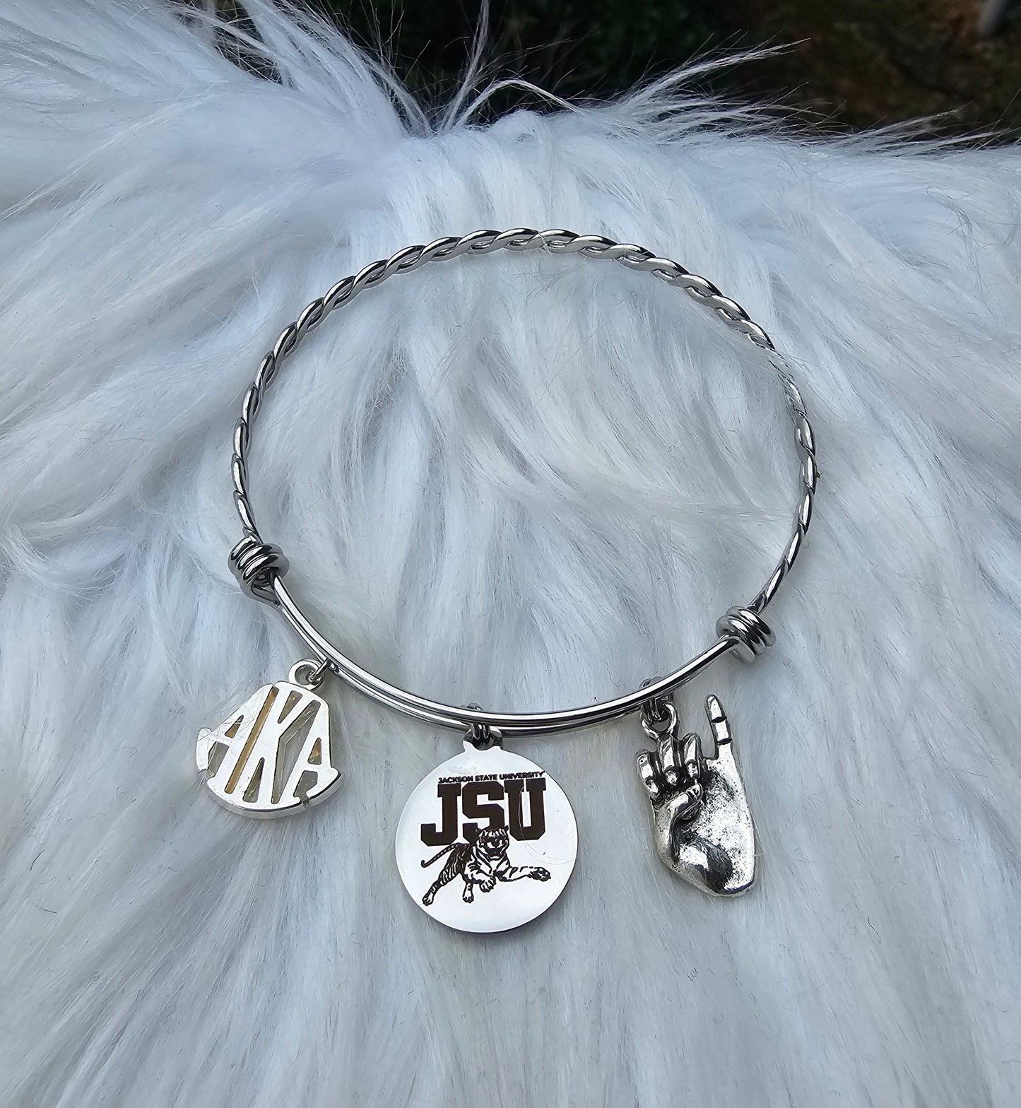 Jackson State University - JSU AKA Expandable Sorority Bracelet Available In Gold and Silver