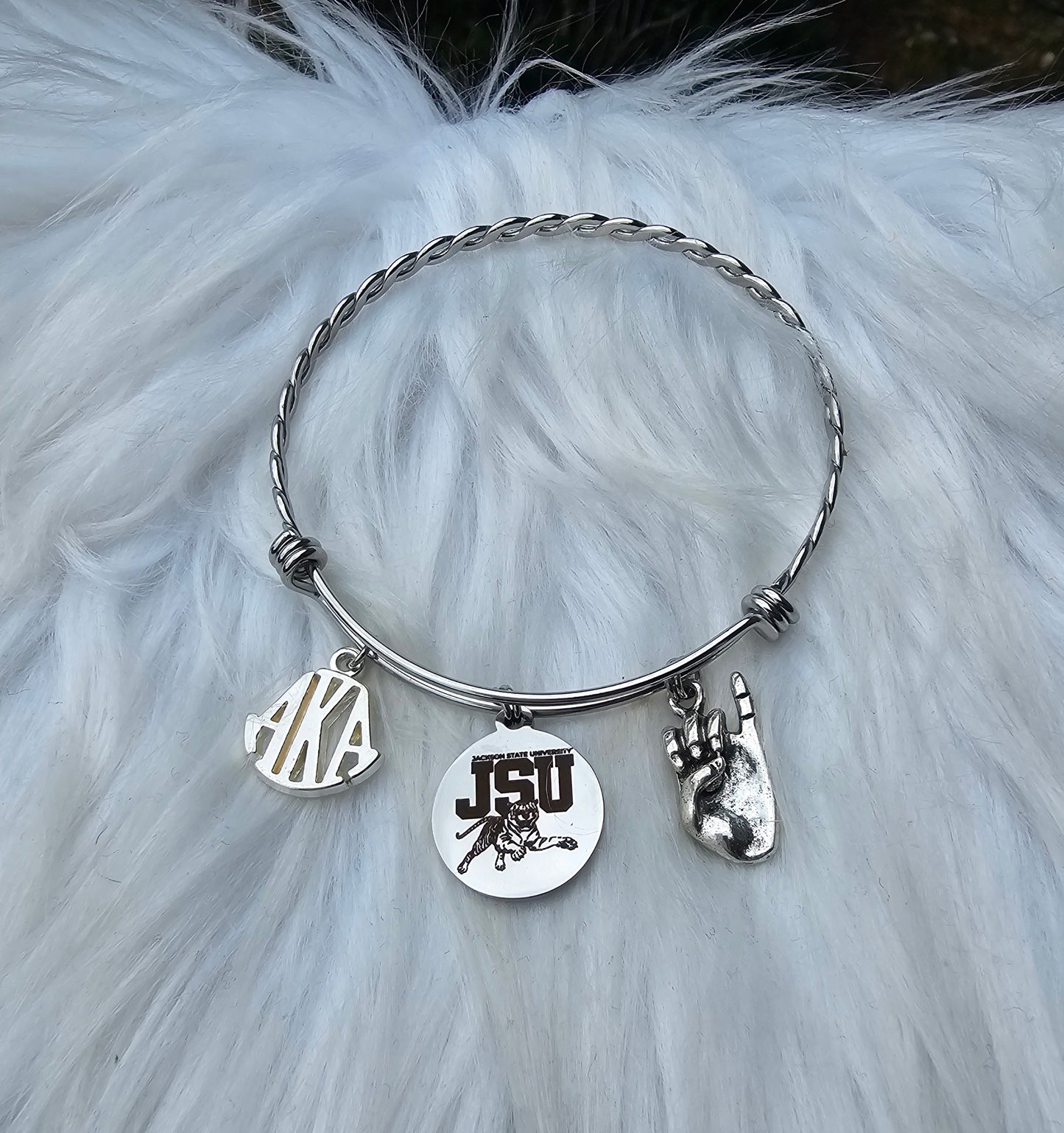 Jackson State University - JSU AKA Expandable Sorority Bracelet Available In Gold and Silver