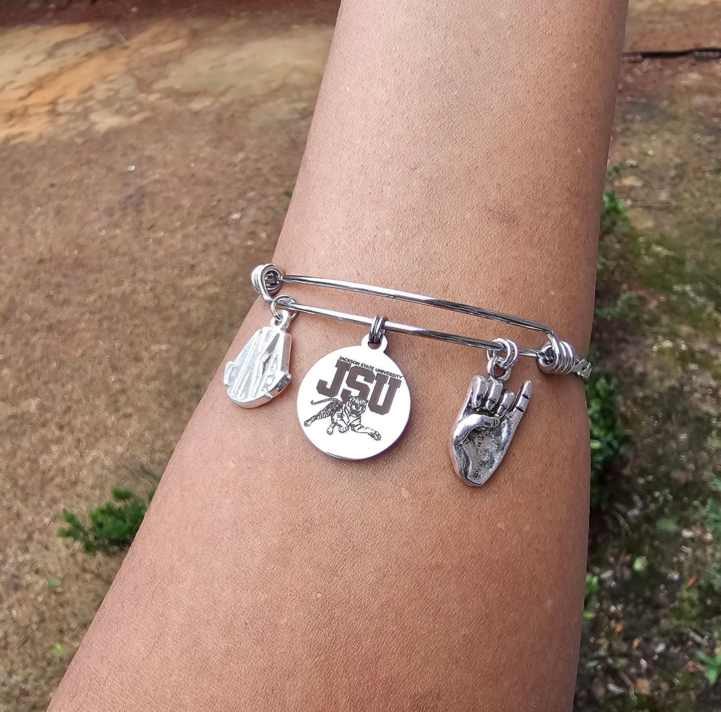 Jackson State University - JSU AKA Expandable Sorority Bracelet Available In Gold and Silver