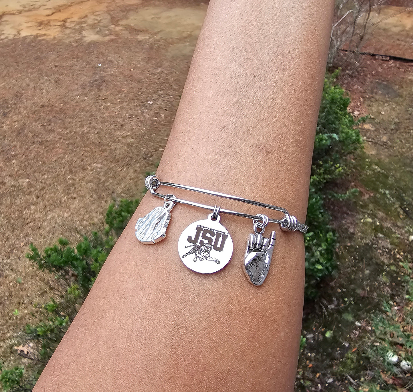 Jackson State University - JSU AKA Expandable Sorority Bracelet Available In Gold and Silver