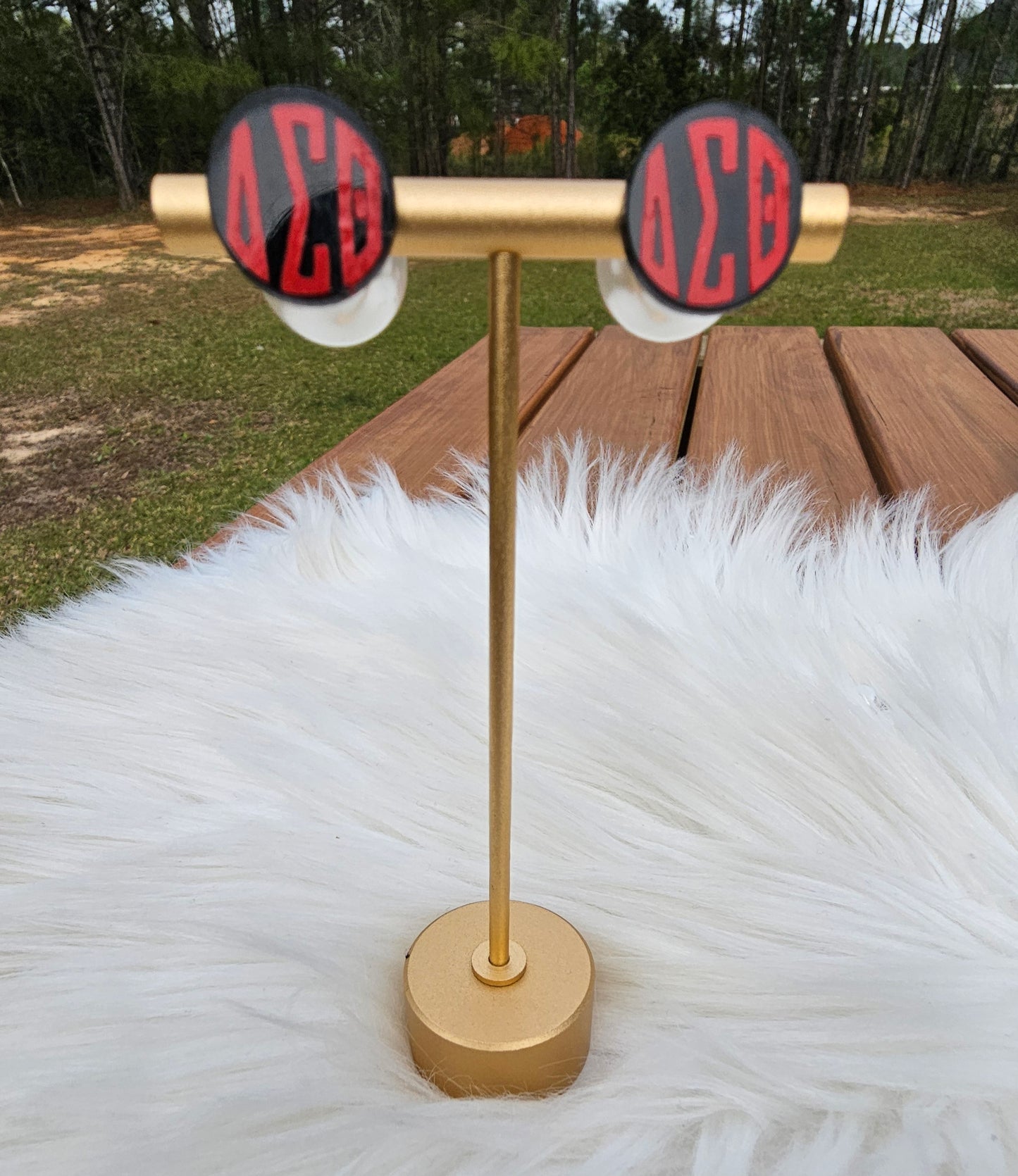 Delta Sigma Theta Sorority Monogram Style Earrings