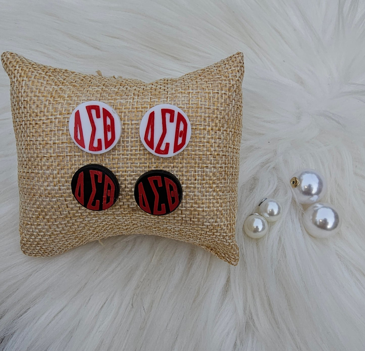 Delta Sigma Theta Sorority Monogram Style Earrings