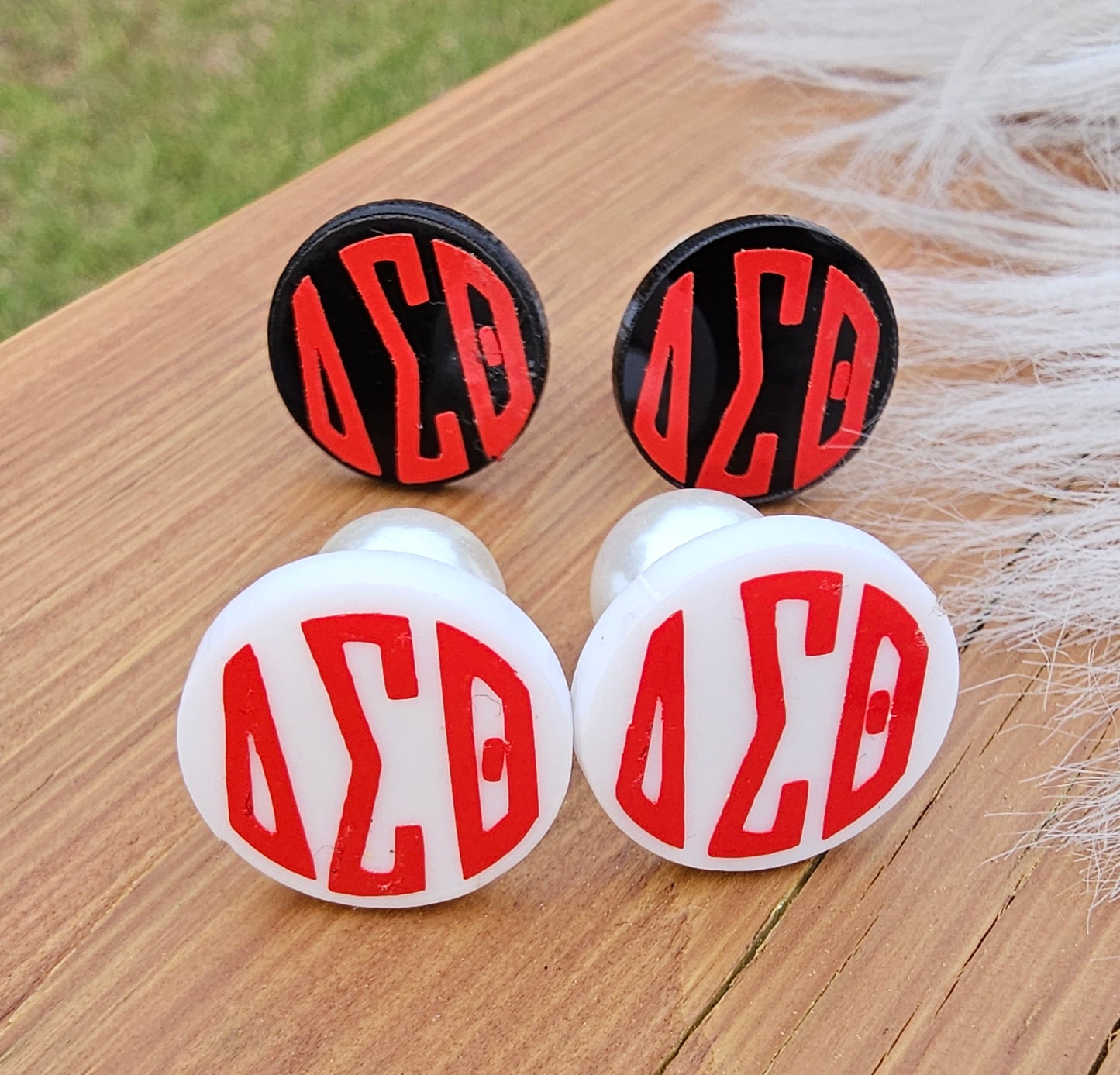 Delta Sigma Theta Sorority Monogram Style Earrings