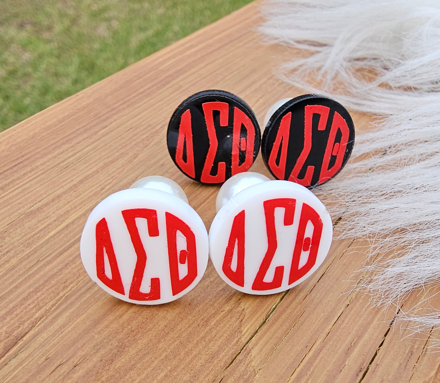 Delta Sigma Theta Sorority Monogram Style Earrings