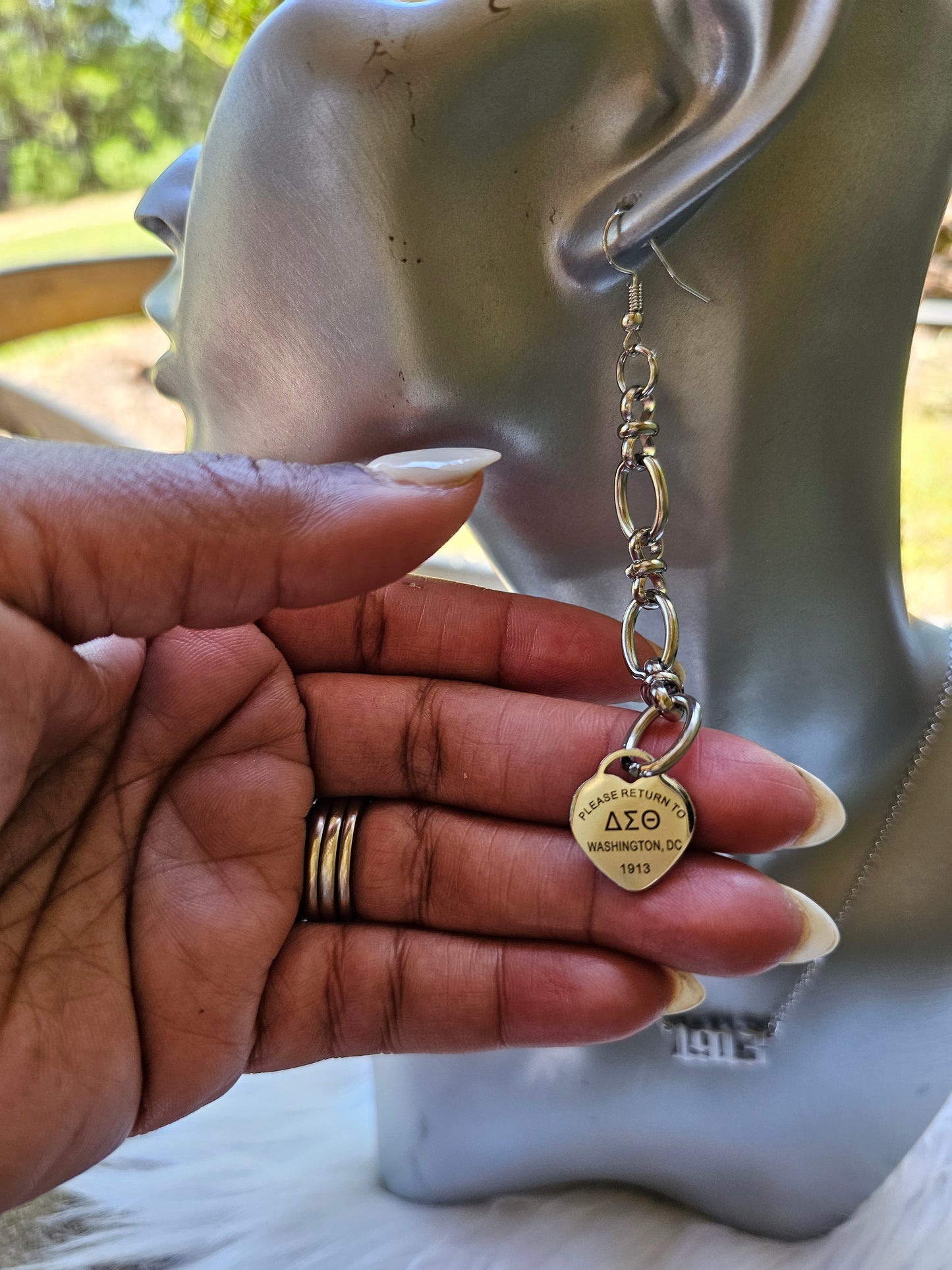 Dangling Delta Sigma Theta Sorority Tiffany Inspired Earrings