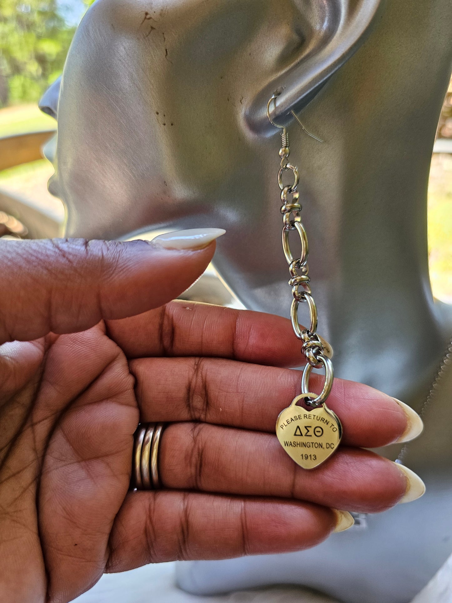Dangling Delta Sigma Theta Sorority Tiffany Inspired Earrings