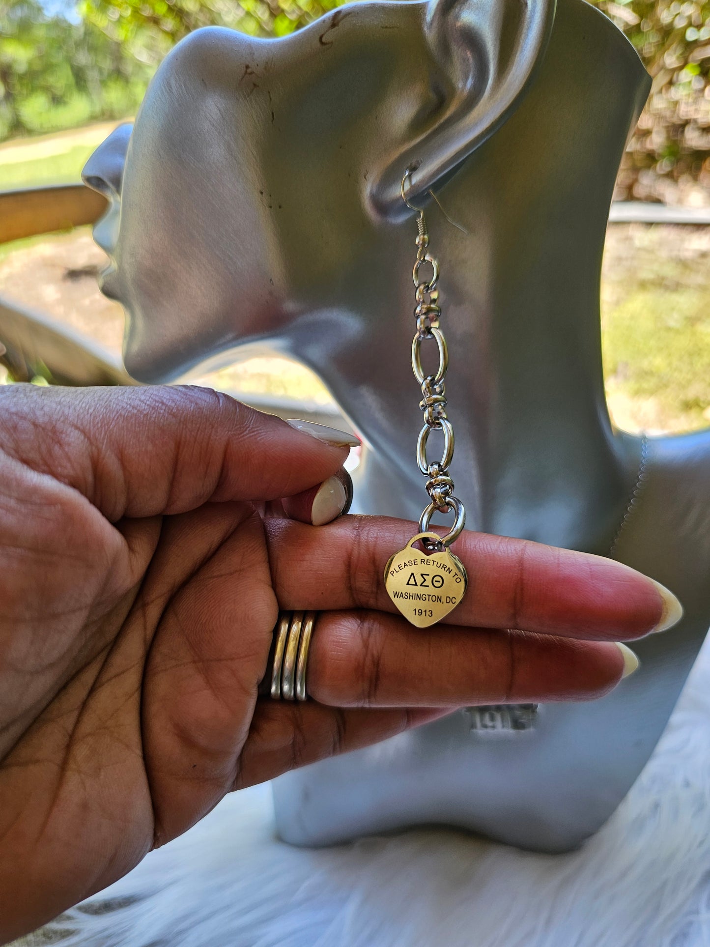 Dangling Delta Sigma Theta Sorority Tiffany Inspired Earrings