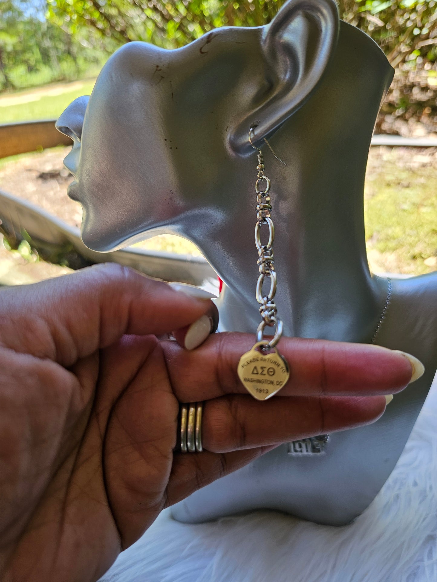 Dangling Delta Sigma Theta Sorority Tiffany Inspired Earrings