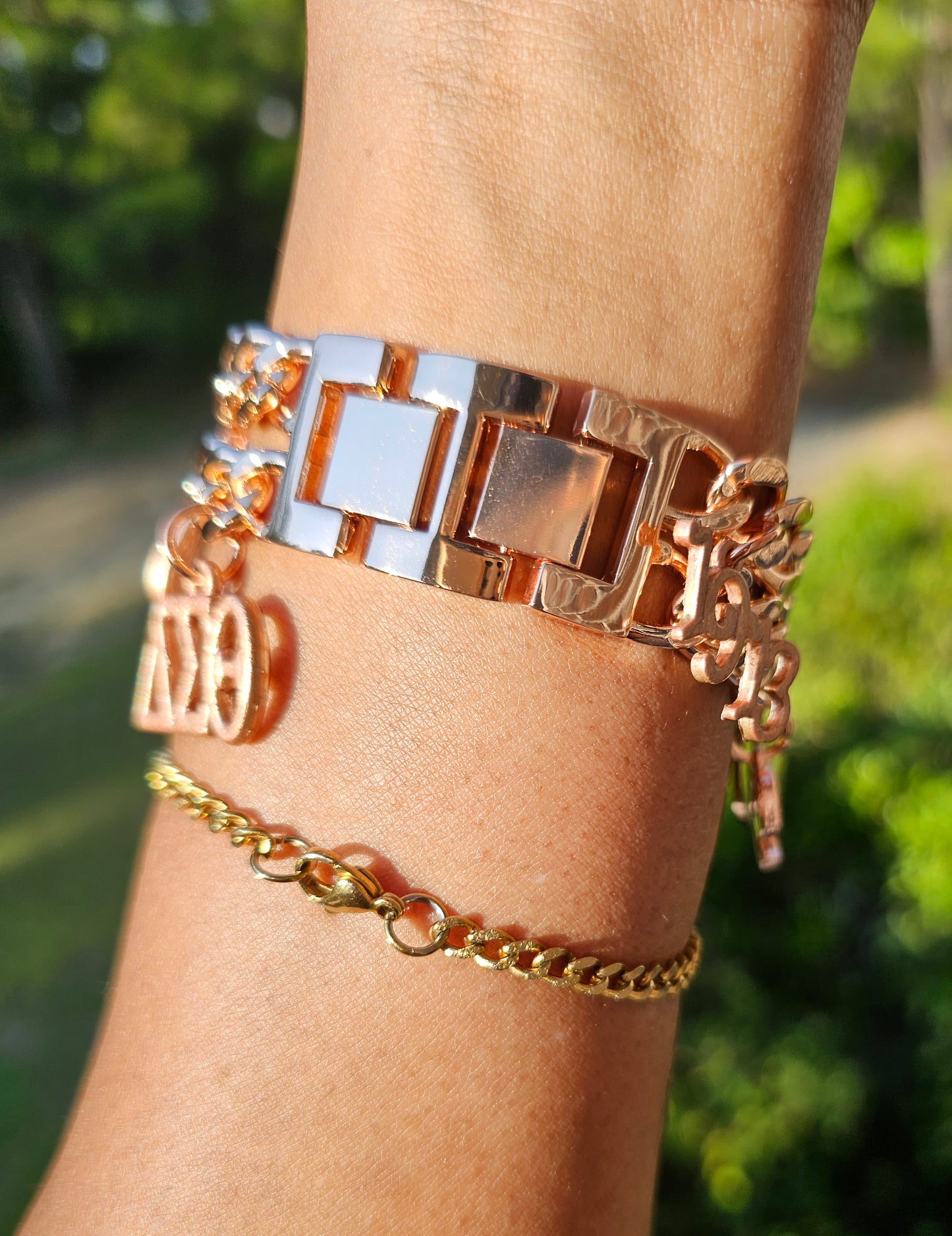 Rose Gold Delta Sigma Theta Apple Link Custom Fit Watch Band (please message with line number if would like added to design)