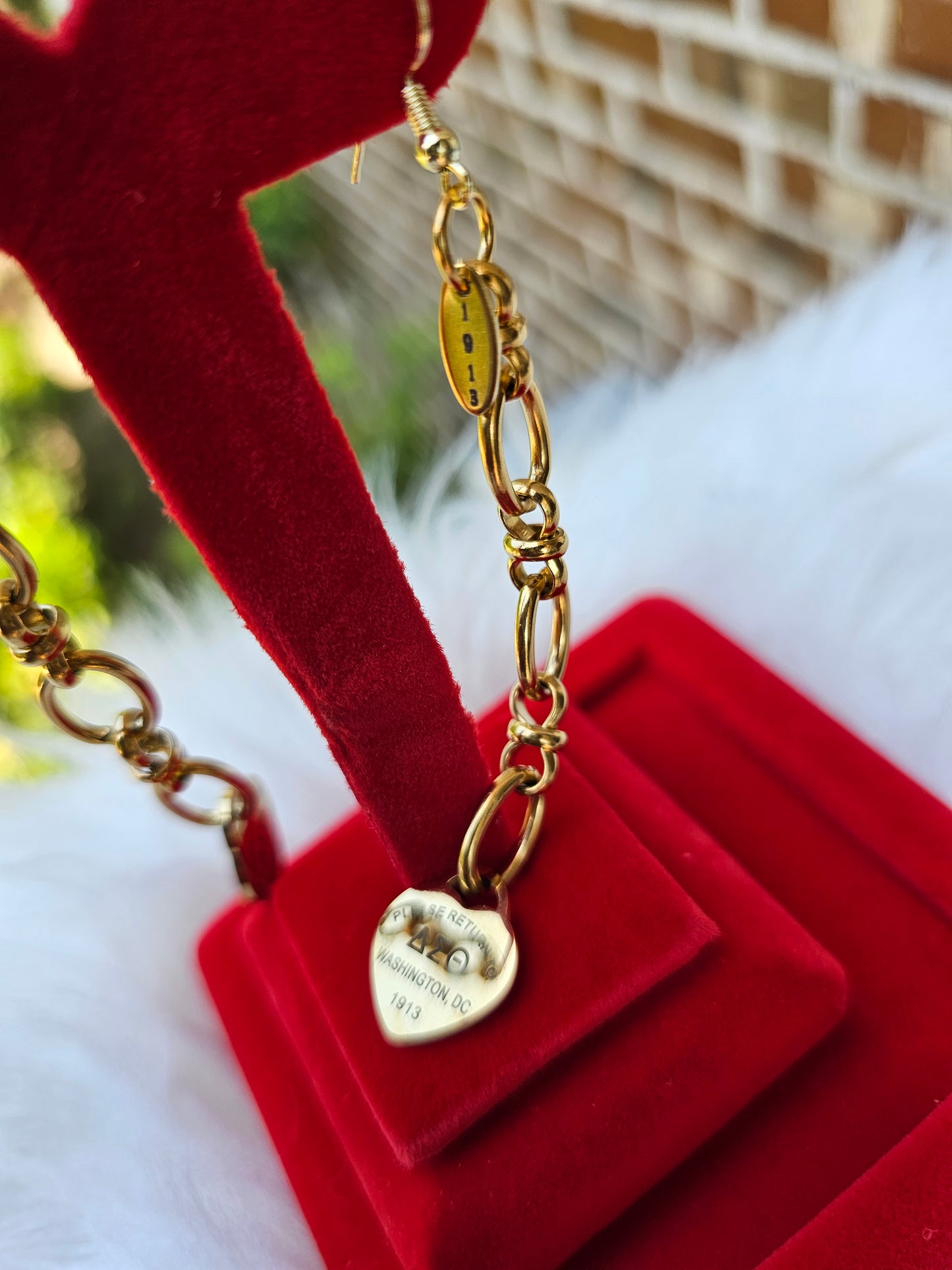Dangling Delta Sigma Theta Sorority Tiffany Inspired Earrings