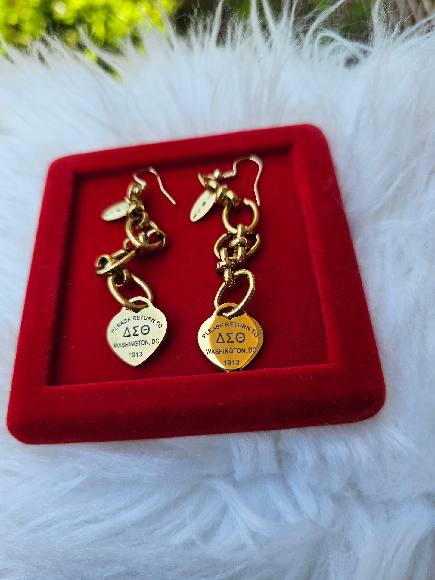 Dangling Delta Sigma Theta Sorority Tiffany Inspired Earrings