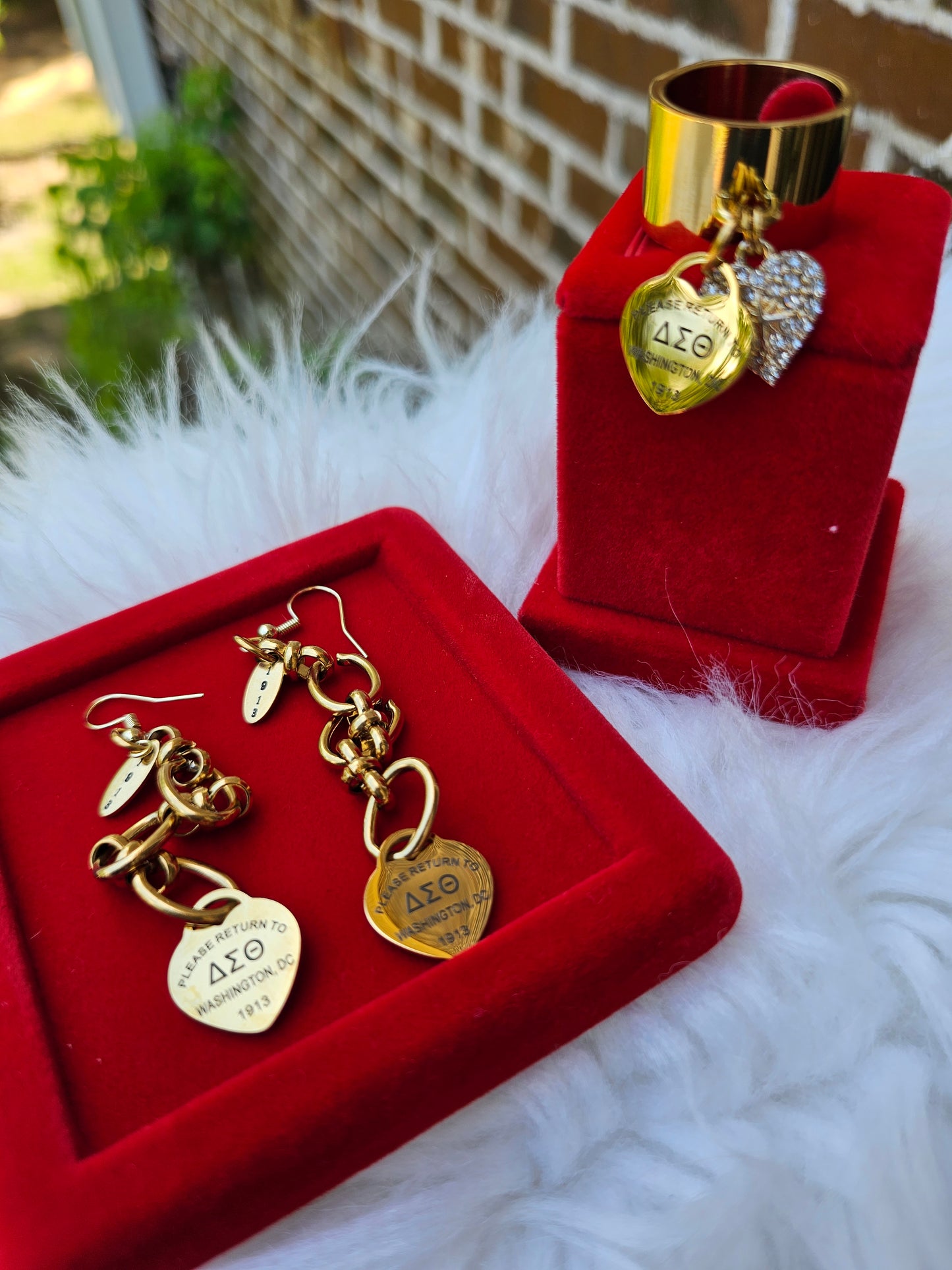 Dangling Delta Sigma Theta Sorority Tiffany Inspired Earrings