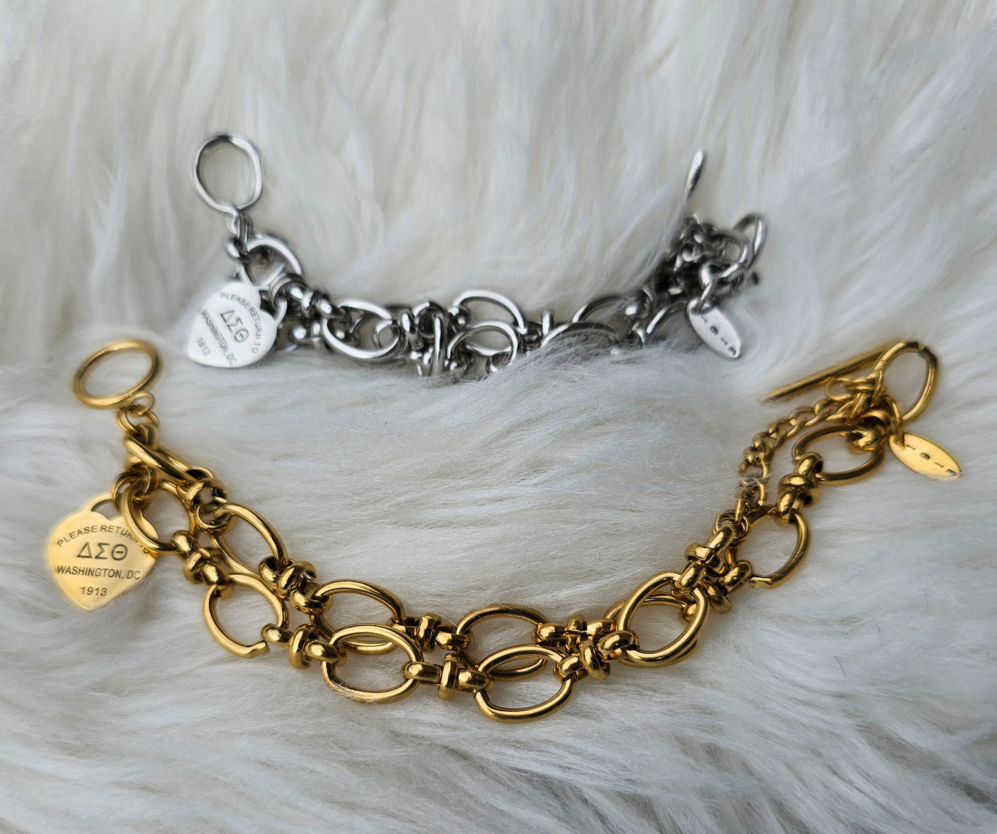 Tiffany Inspired Delta Sigma Theta Sorority Bracelet Available In Gold & Silver