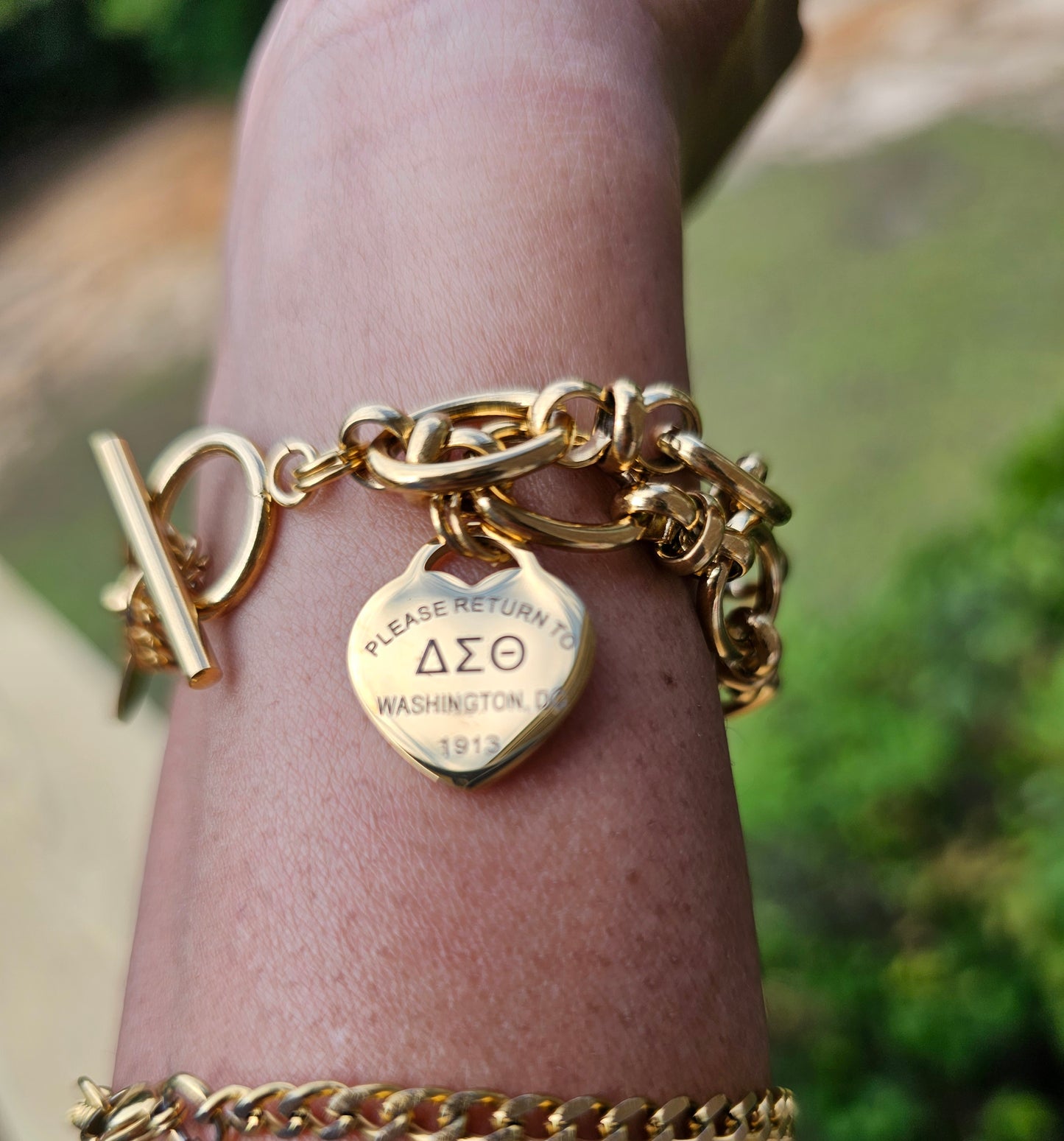 Tiffany Inspired Delta Sigma Theta Sorority Bracelet Available In Gold & Silver