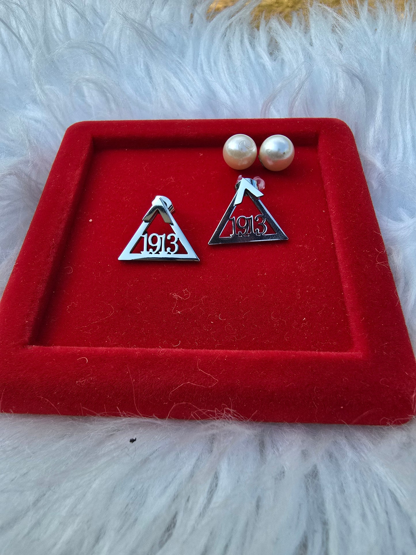 Delta Sigma Theta Sorority 1913 earrings available in silver and gold