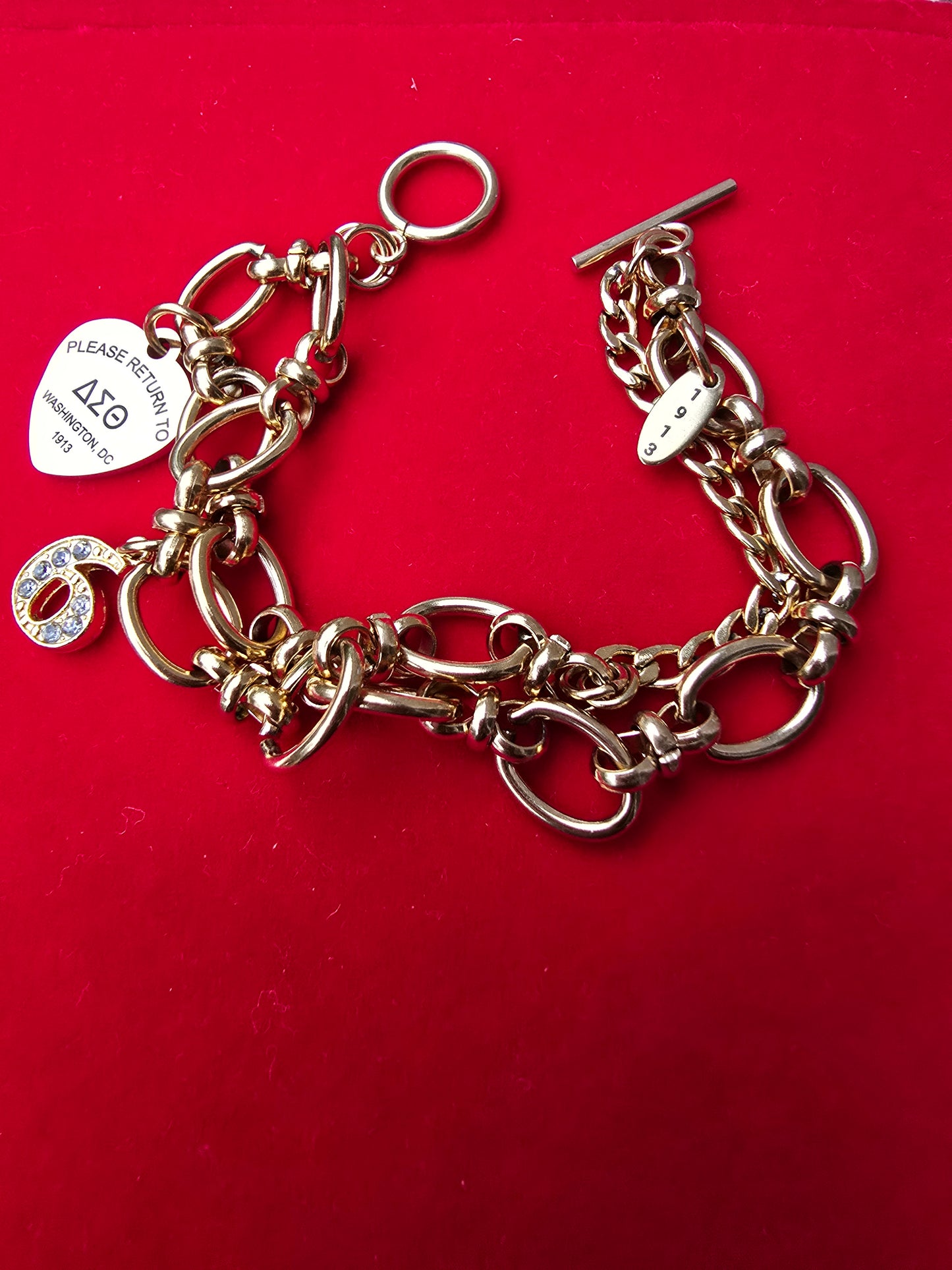 Tiffany Inspired Delta Sigma Theta Sorority Bracelet Available In Gold & Silver