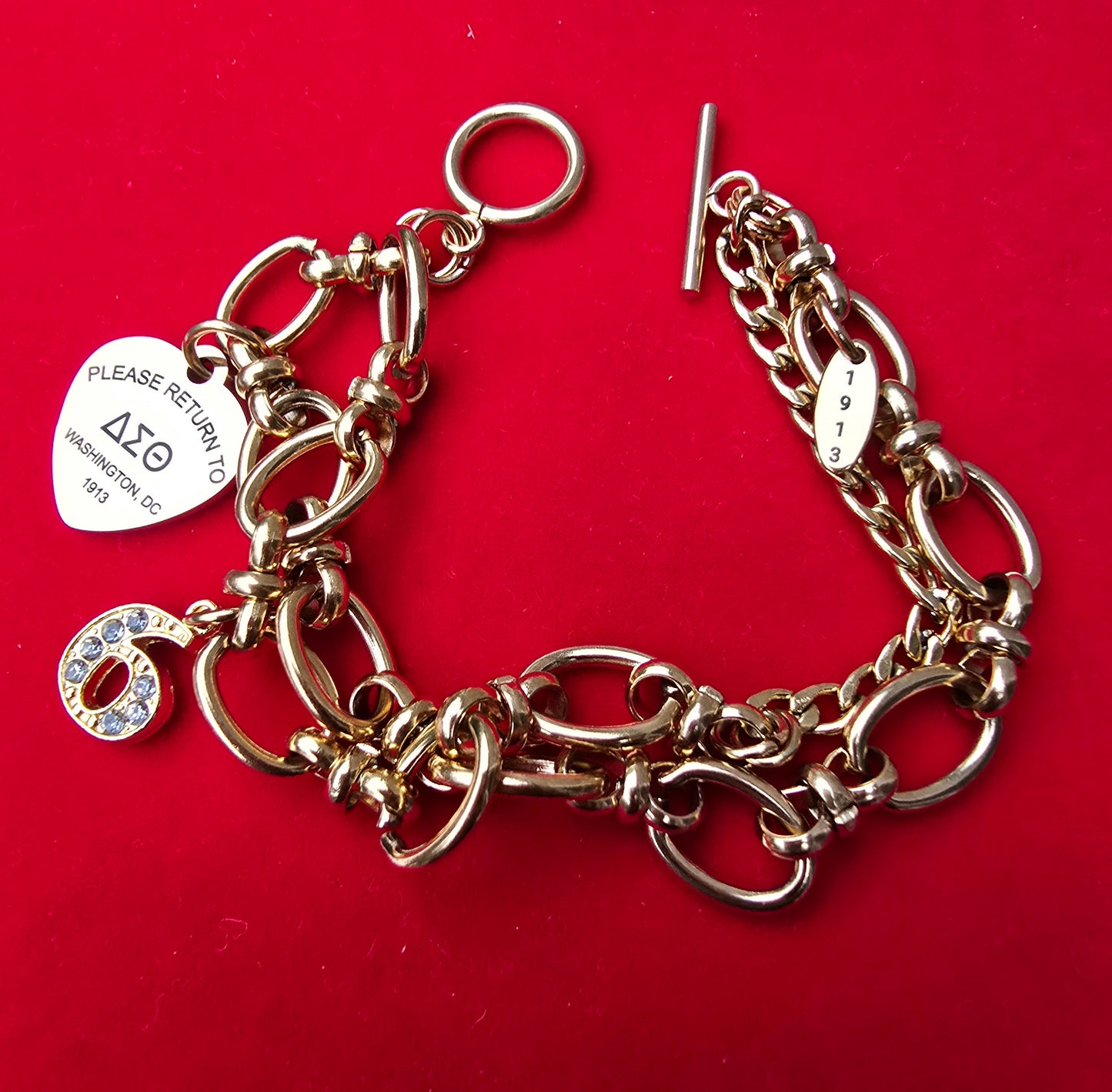 Tiffany Inspired Delta Sigma Theta Sorority Bracelet Available In Gold & Silver