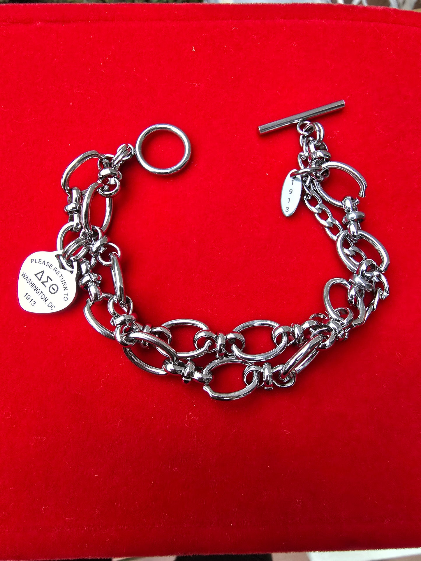 Tiffany Inspired Delta Sigma Theta Sorority Bracelet Available In Gold & Silver