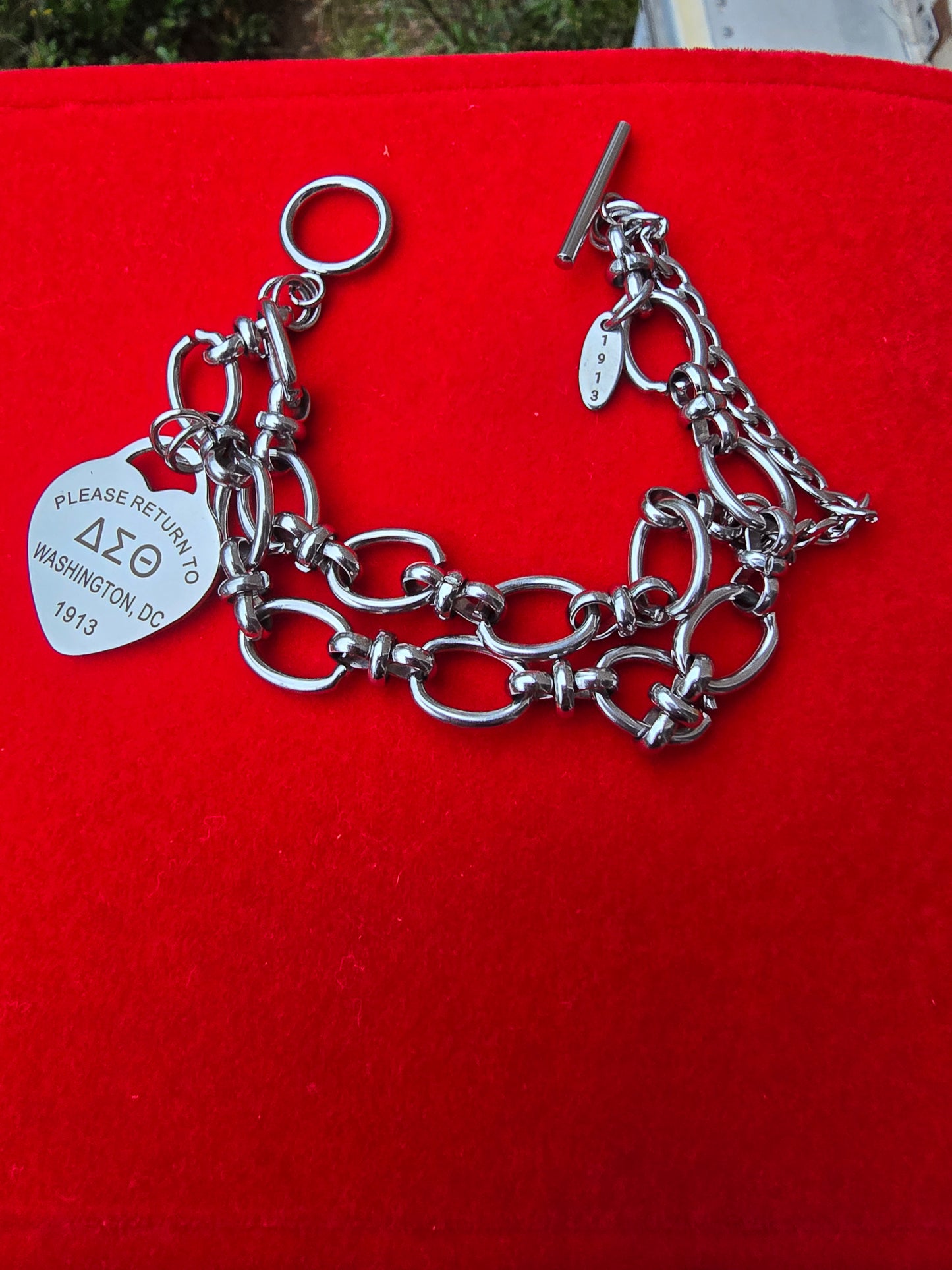 Tiffany Inspired Delta Sigma Theta Sorority Bracelet Available In Gold & Silver