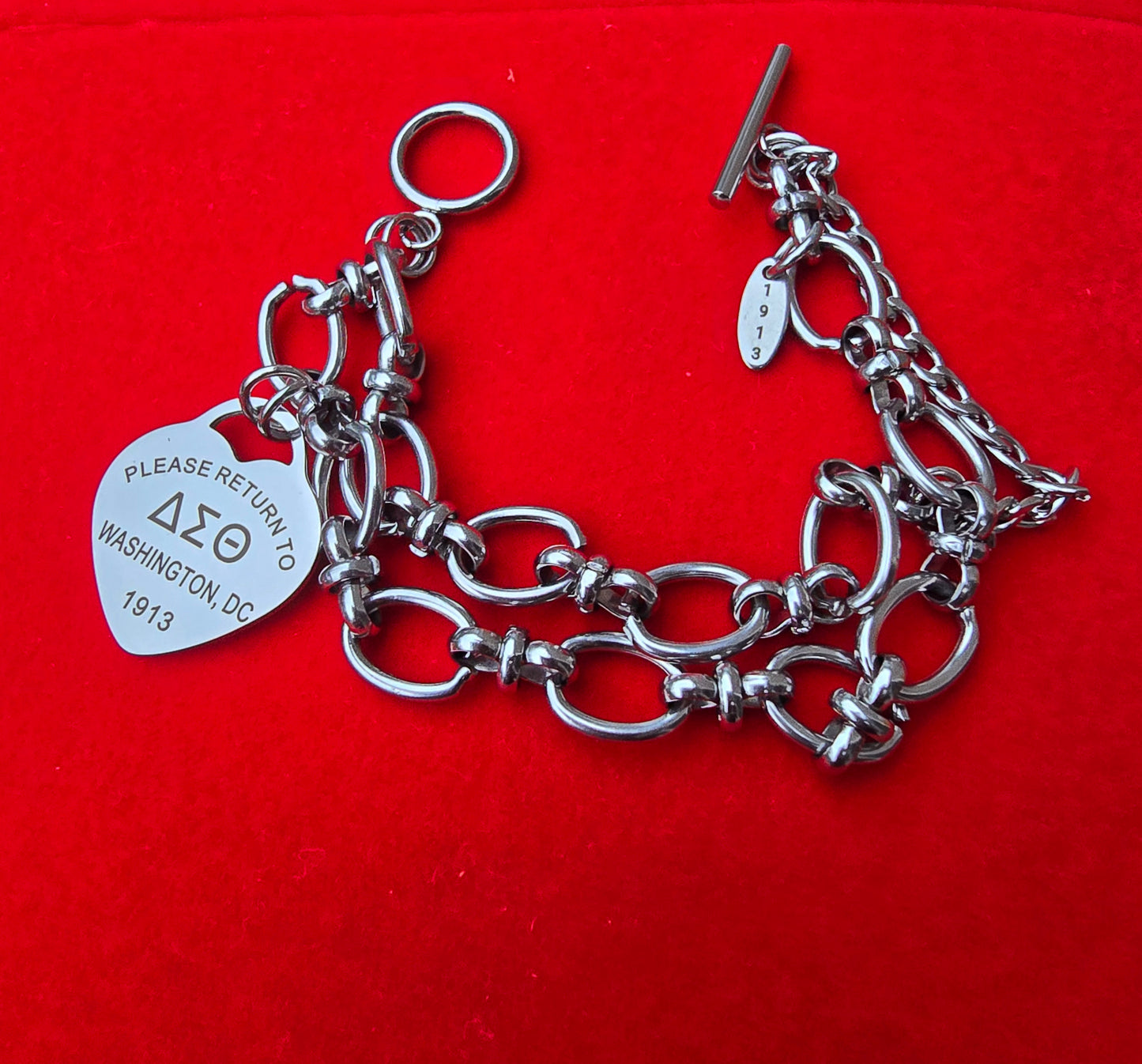 Tiffany Inspired Delta Sigma Theta Sorority Bracelet Available In Gold & Silver