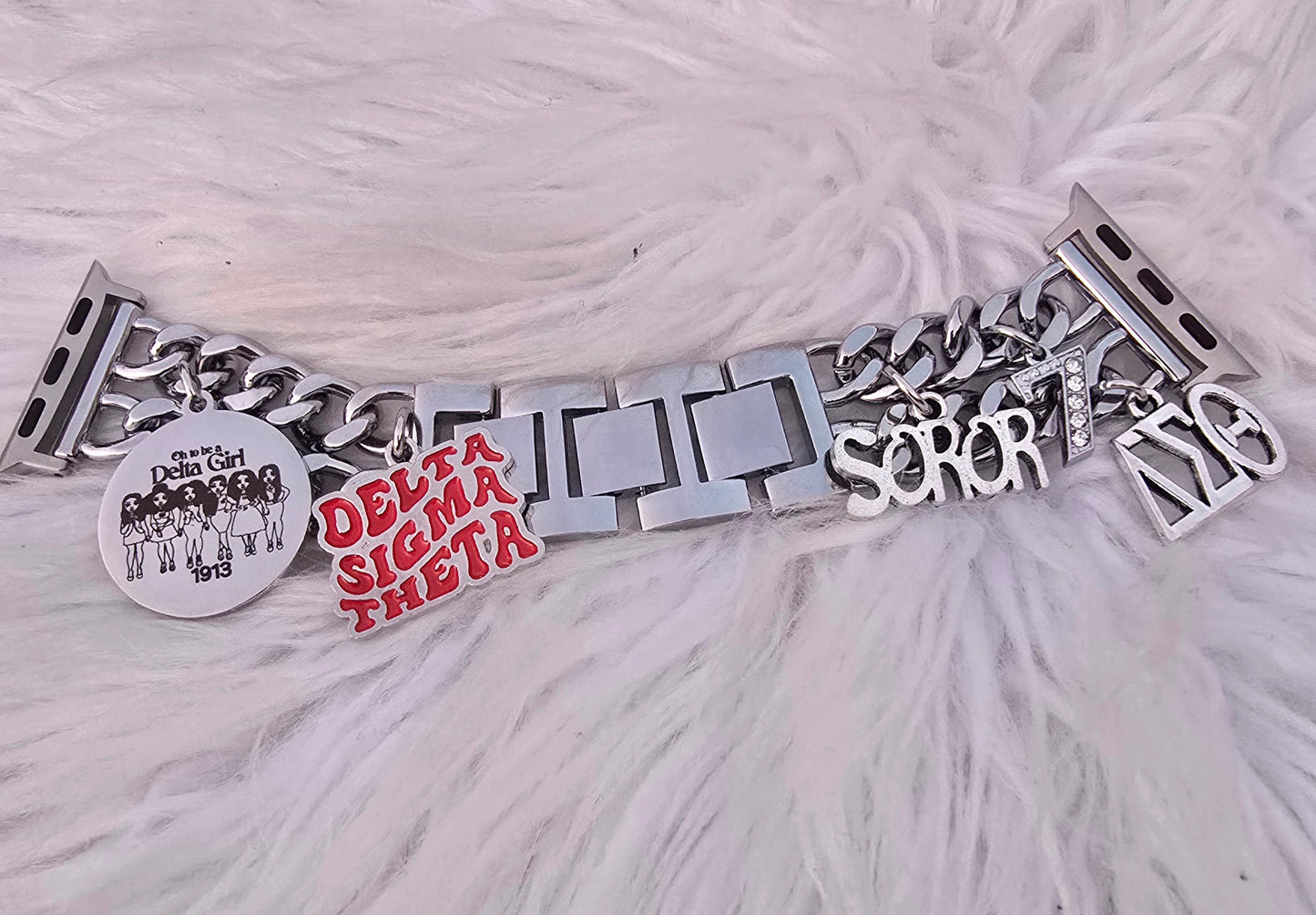 Delta Sigma Theta Apple Link Custom Fit Watch Band (Please message shop with line number if you would like added to design)