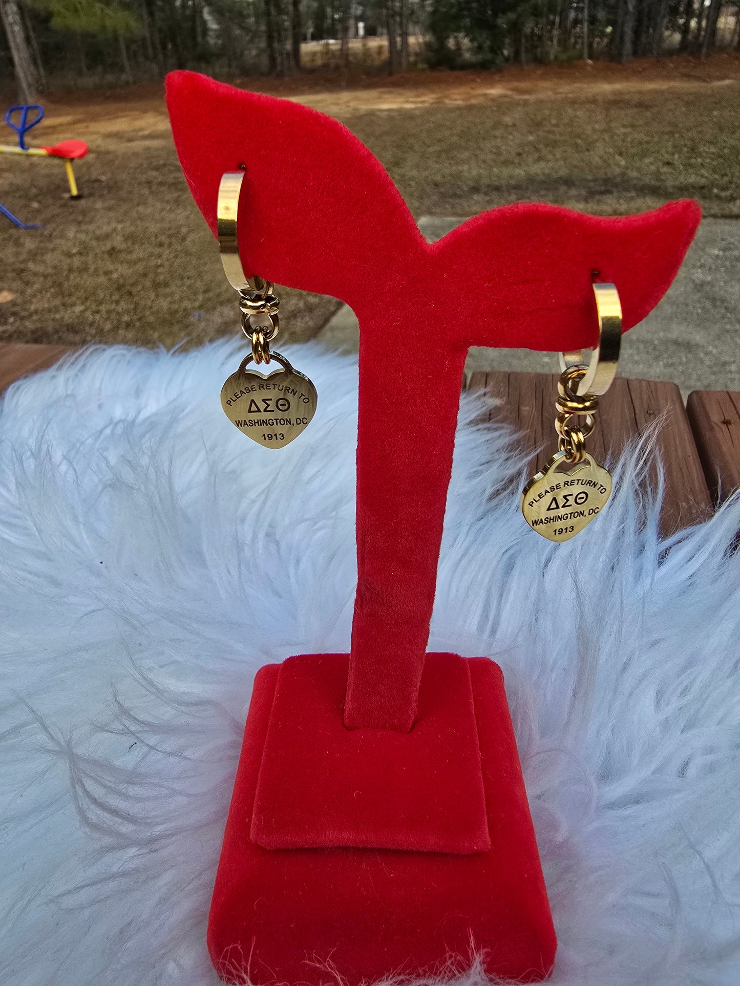 Delta Sigma Theta Sorority Small hoop Tiffany Inspired Earrings