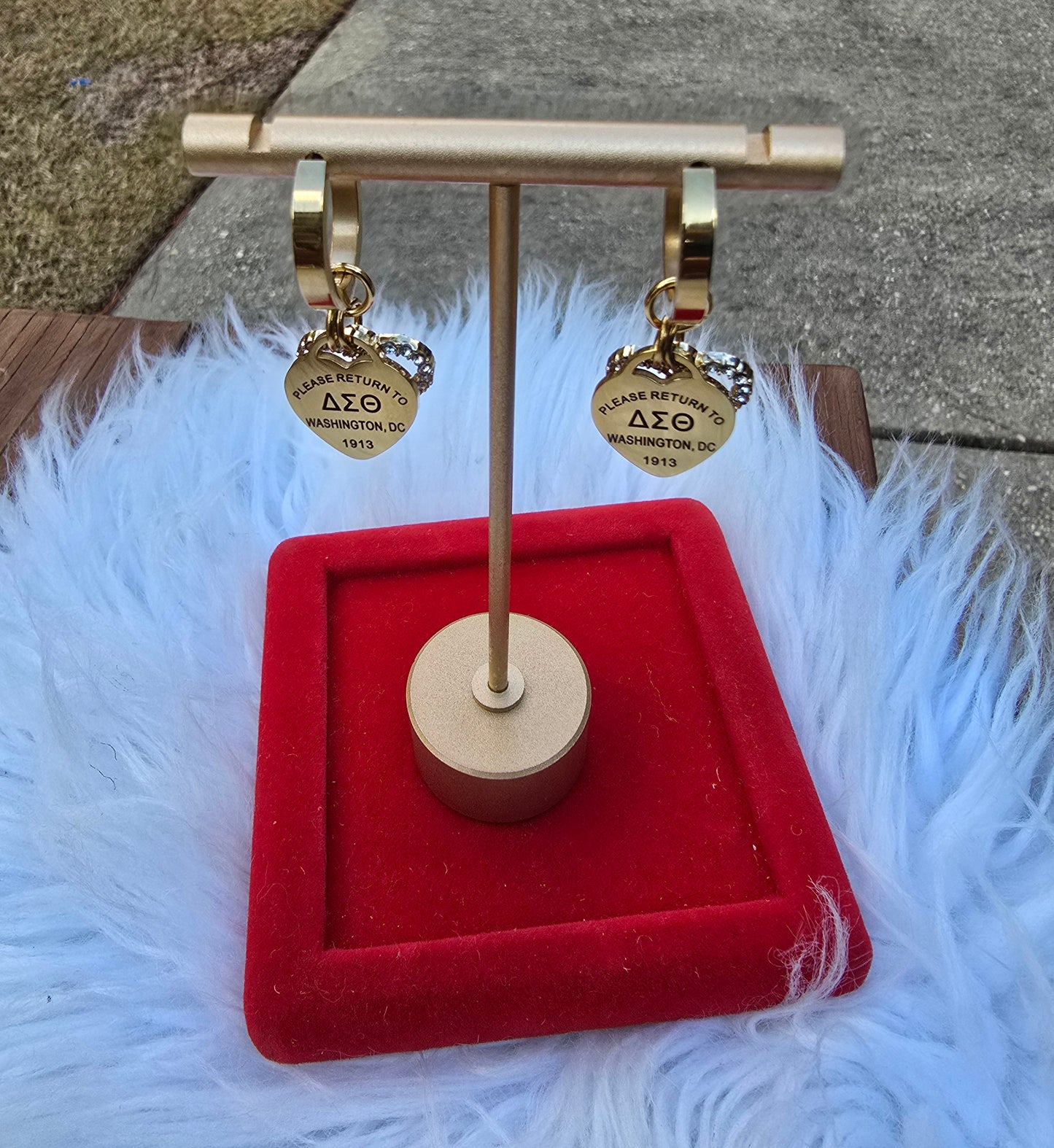 Delta Sigma Theta Sorority Dual Heart Small hoop Tiffany Inspired Earrings