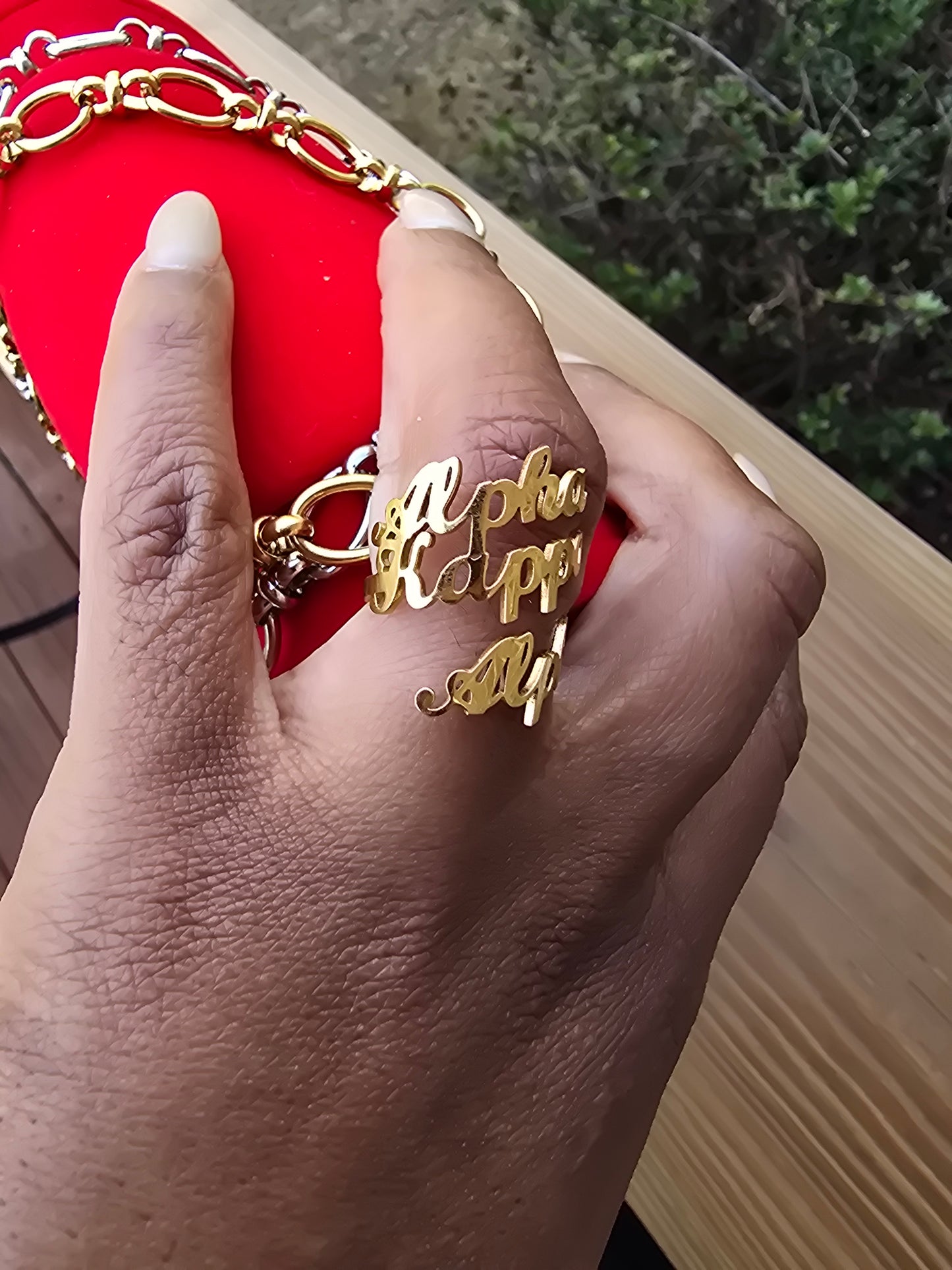 Alpha Kappa Alpha Script Adjustable Ring - DST Ring - Delta Ring - Sorority Jewelry - 1913 Ring - Sorority Ring