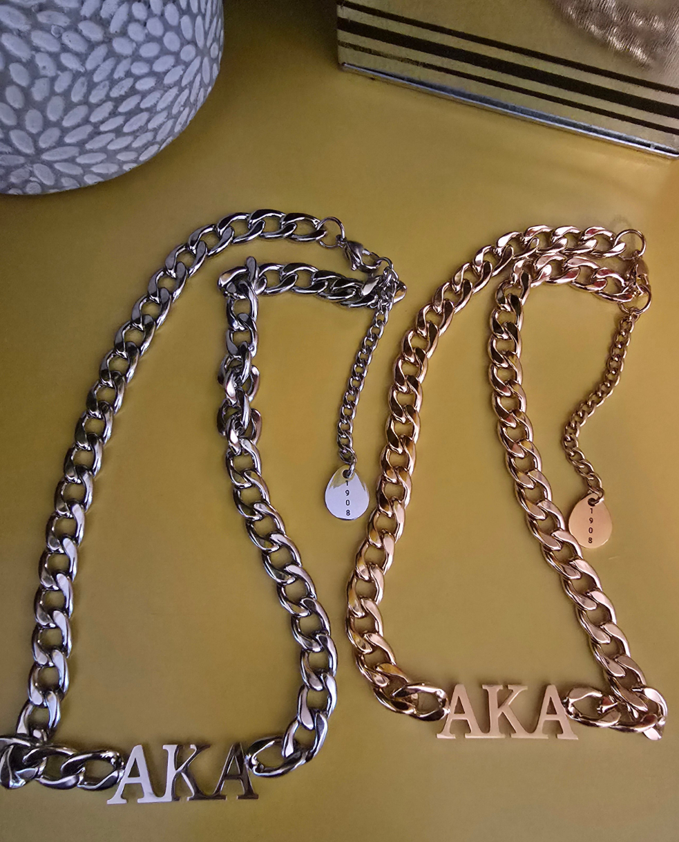 AKA 8mm Cuban Link - Sorority necklace - Alpha Kappa Alpha Jewelry - AKA gift - HBCU - Divine Nine Sororities