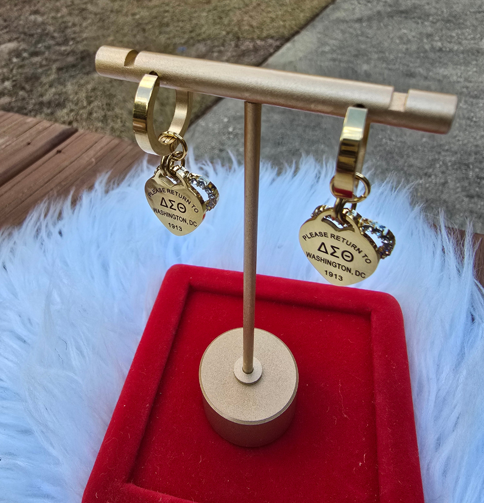 Delta Sigma Theta Sorority Dual Heart Small hoop Tiffany Inspired Earrings