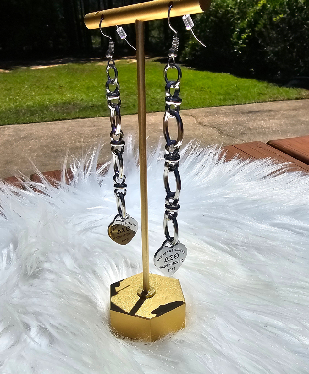 Dangling Delta Sigma Theta Sorority Tiffany Inspired Earrings