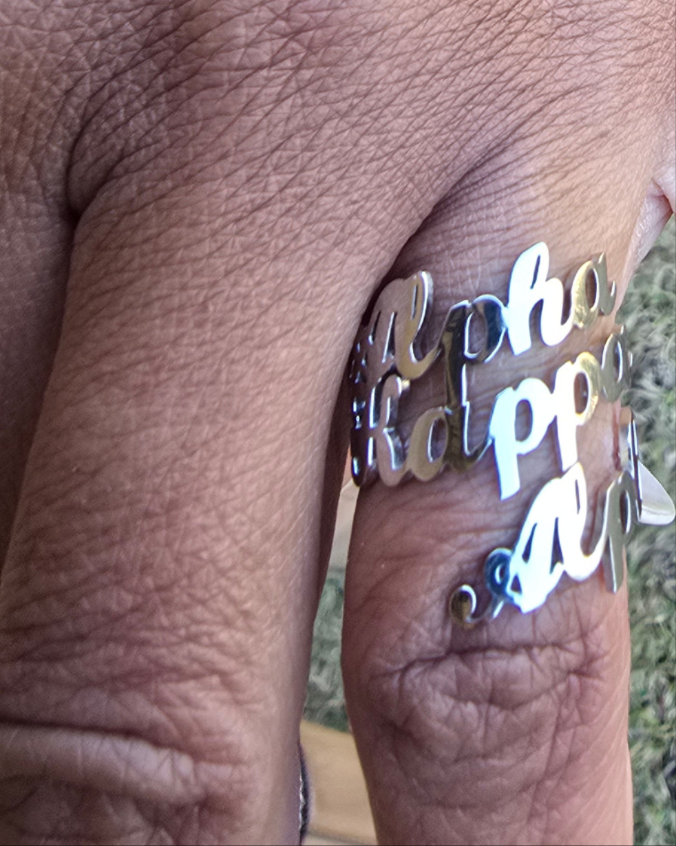 Alpha Kappa Alpha Script Adjustable Ring - DST Ring - Delta Ring - Sorority Jewelry - 1913 Ring - Sorority Ring