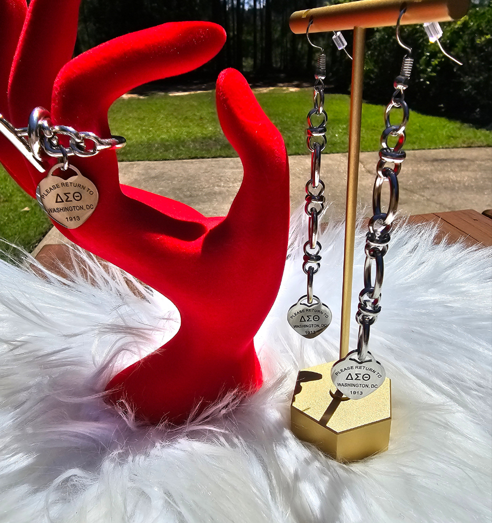 Dangling Delta Sigma Theta Sorority Tiffany Inspired Earrings