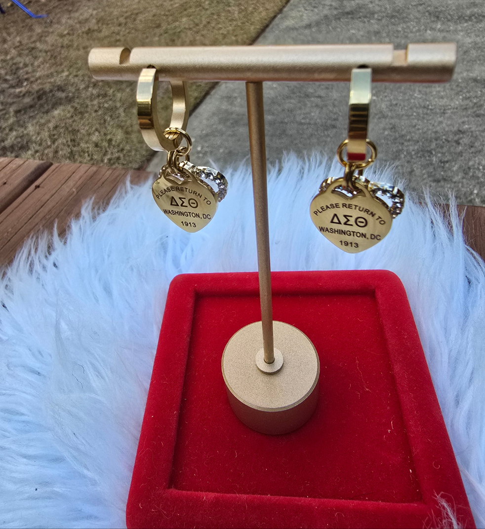 Delta Sigma Theta Sorority Dual Heart Small hoop Tiffany Inspired Earrings