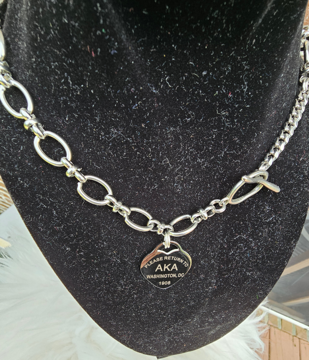 Tiffany Inspired Alpha Kappa Alpha Sorority Necklaces Available In Silver