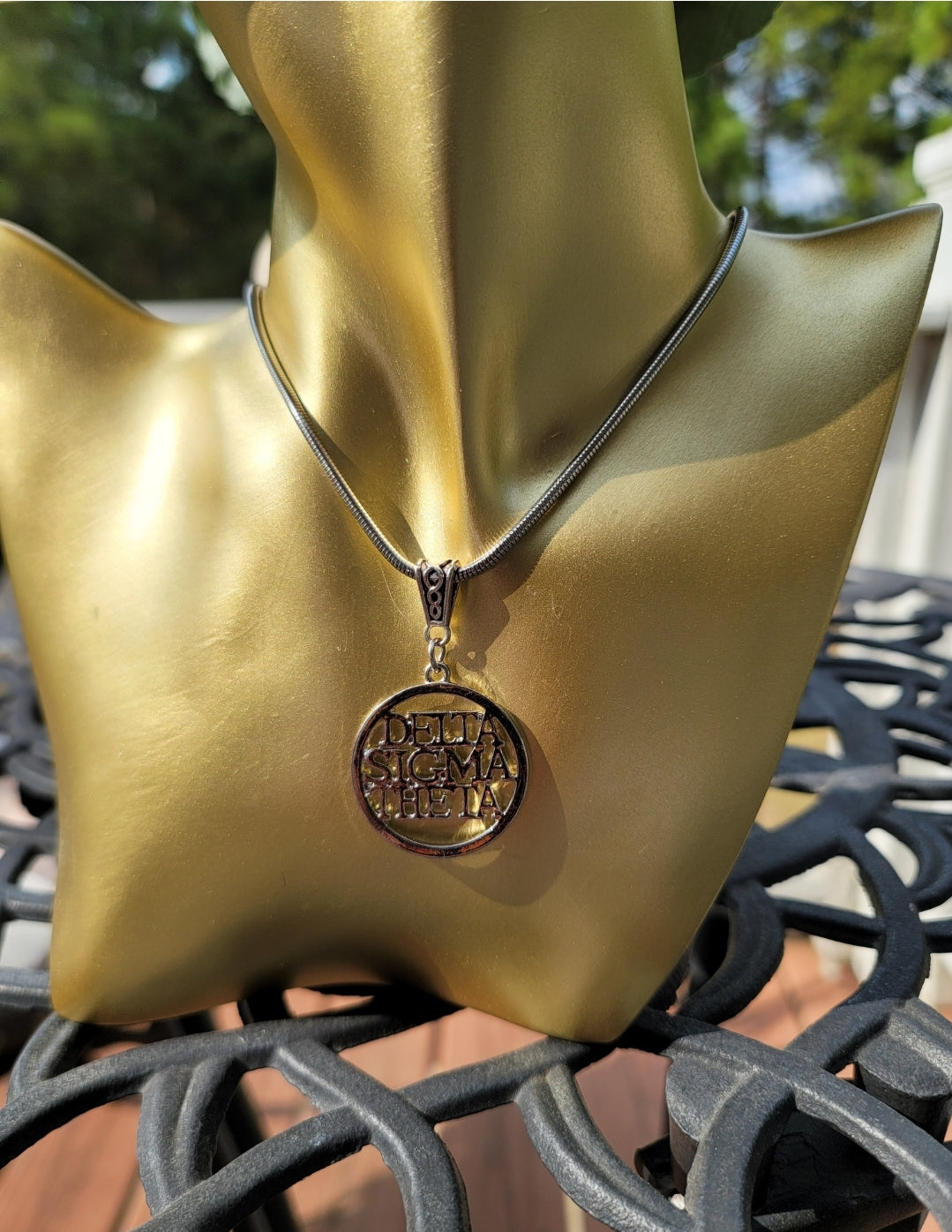 Delta Sigma Theta Sorority Necklace Available in Silver