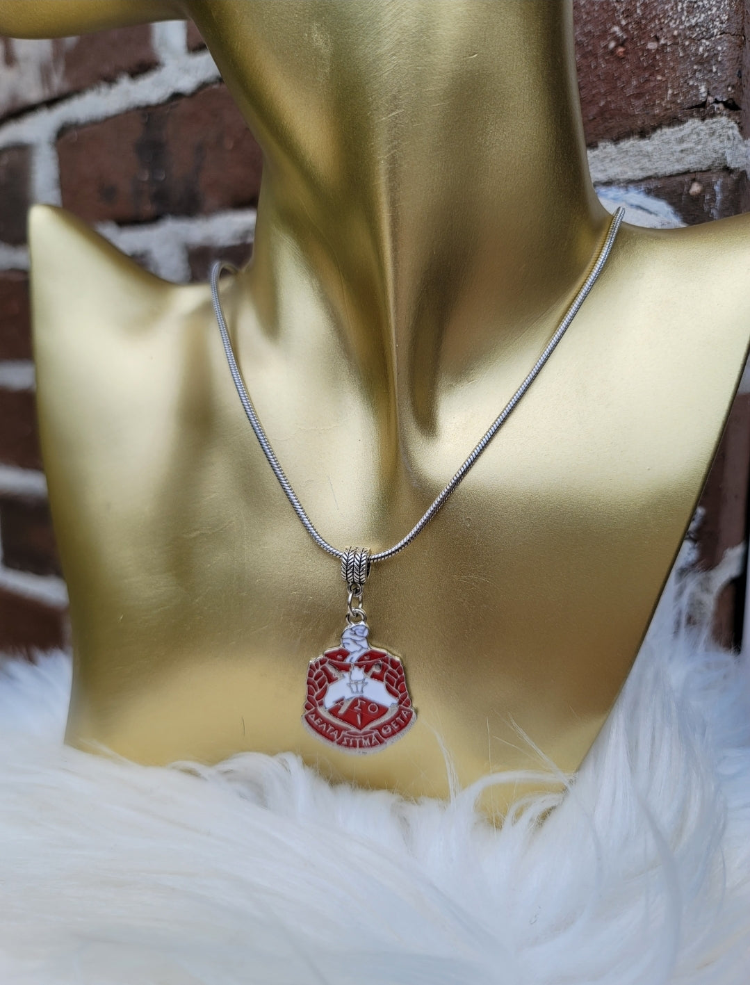 Delta Sigma Theta Crest Sorority Necklace Available in Silver and Gold
