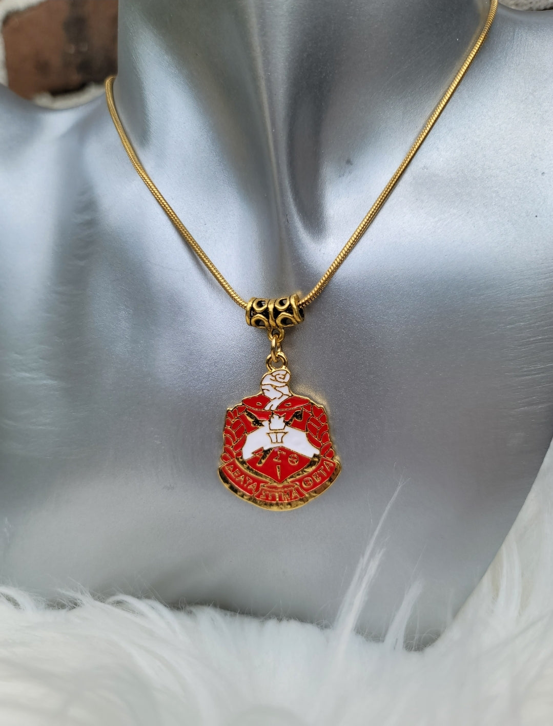Delta Sigma Theta Crest Sorority Necklace Available in Silver and Gold